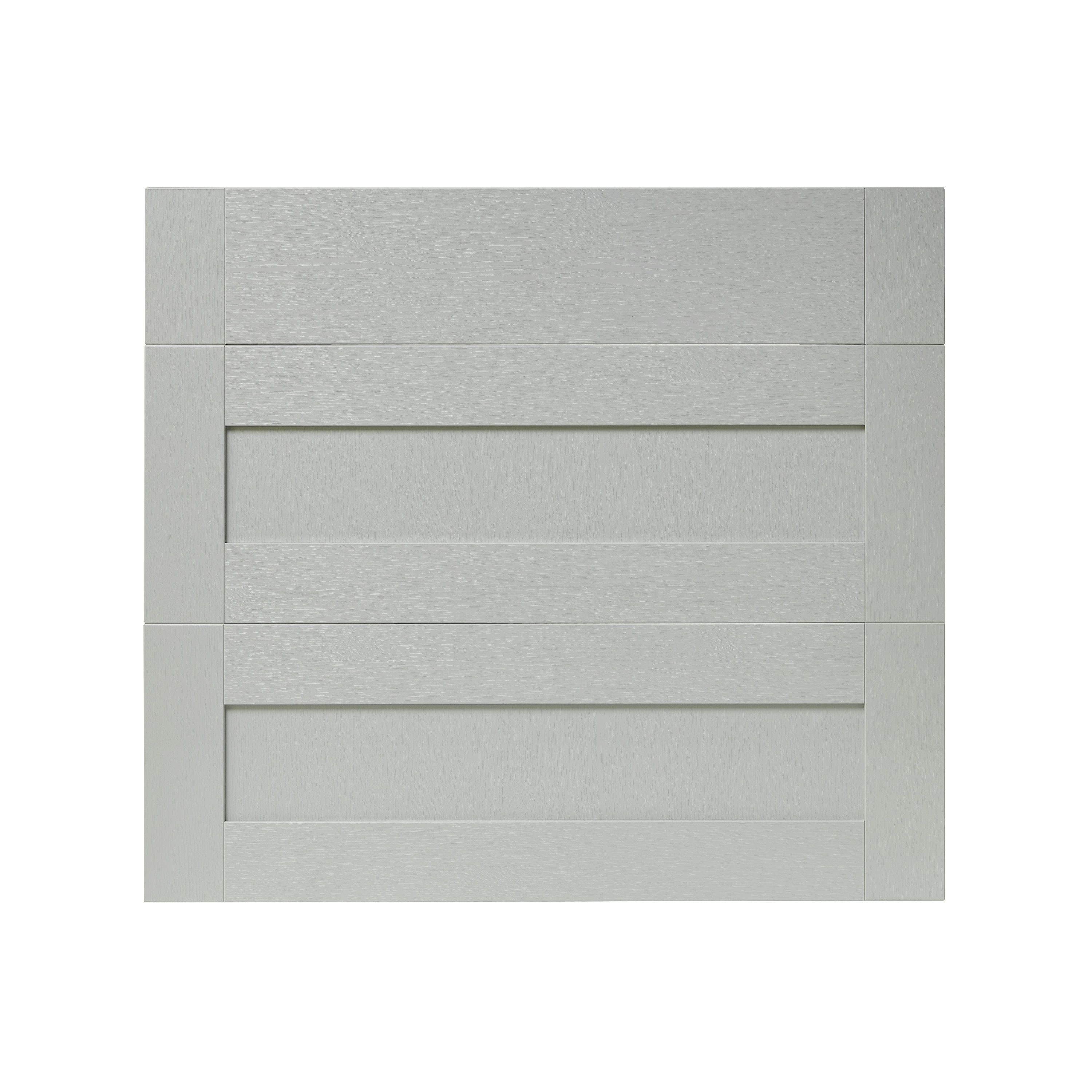 GoodHome Alpinia Painted wood effect Matt grey wood effect Drawer front, Pack of 3 (H)715mm (W)797mm (T)18mm