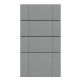 GoodHome Alpinia Painted wood effect Matt slate grey wood effect Drawer front, Pack of 4 (H)715mm (W)397mm (T)18mm