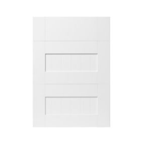 GoodHome Alpinia Tongue & groove Matt white Drawer front, Pack of 3 (H)715mm (W)497mm (T)18mm