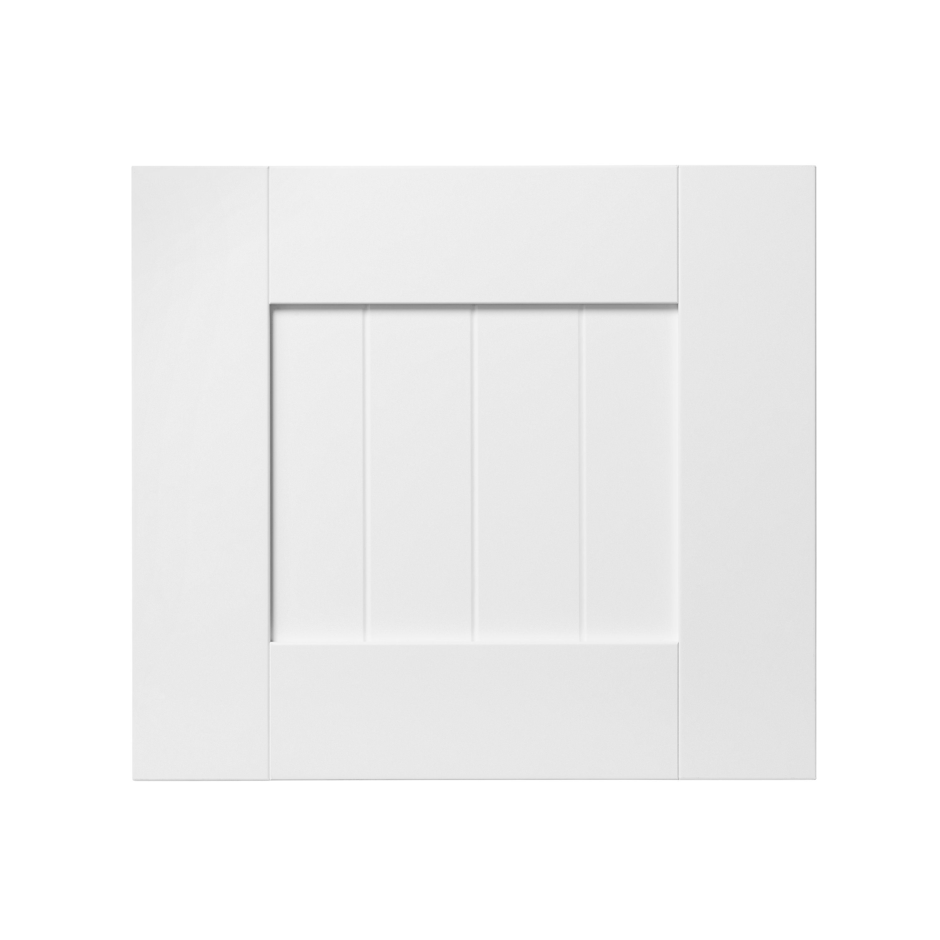 GoodHome Alpinia Tongue & groove Matt white Shaker 2 drawer front, bridging door & bi-fold door 400mm