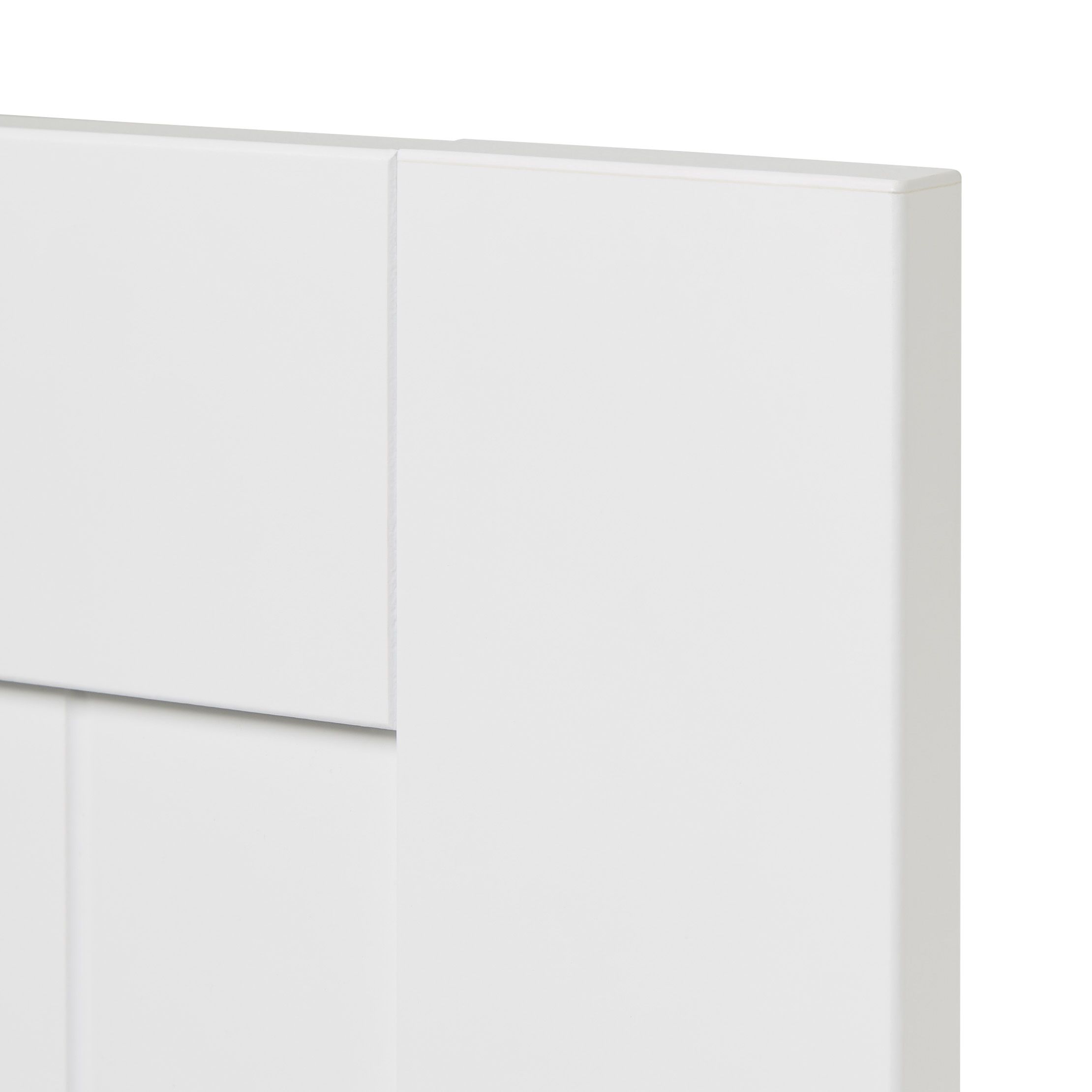 GoodHome Alpinia Tongue & groove Matt white Shaker 2 drawer front, bridging door & bi-fold door 400mm