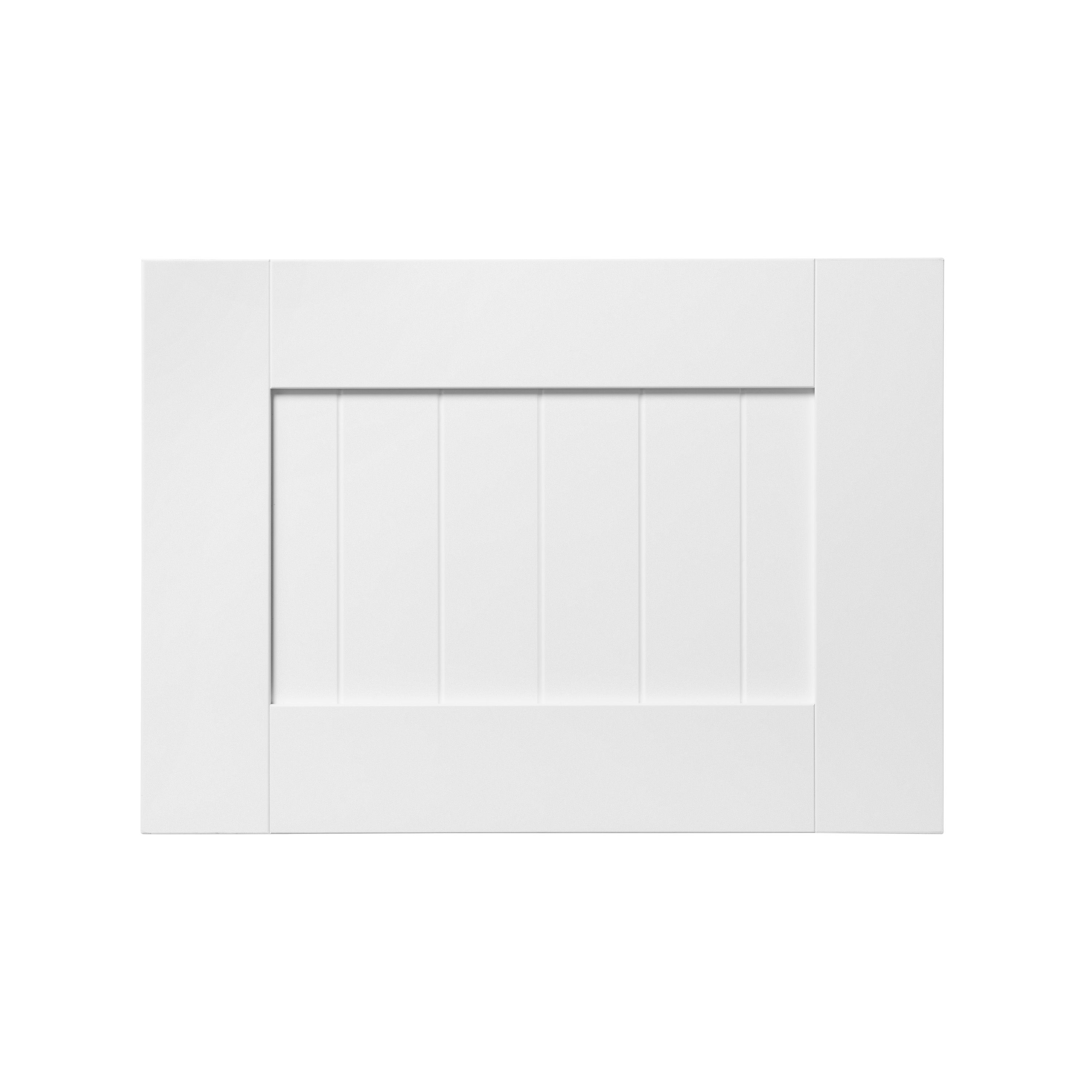 GoodHome Alpinia Tongue & groove Matt white Shaker 2 drawer front, bridging door & bi-fold door 500mm