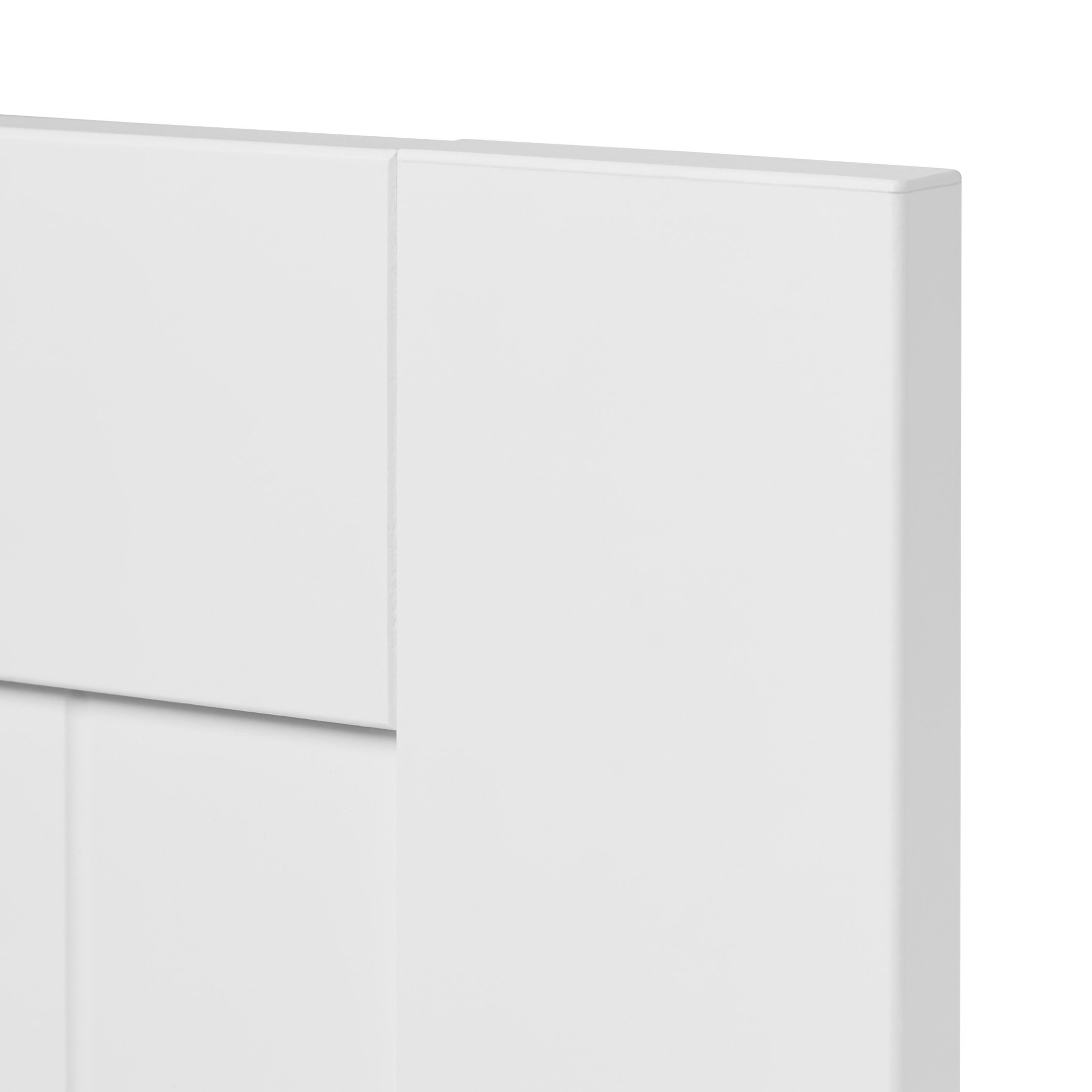 GoodHome Alpinia Tongue & groove Matt white Shaker 2 drawer front, bridging door & bi-fold door 800mm