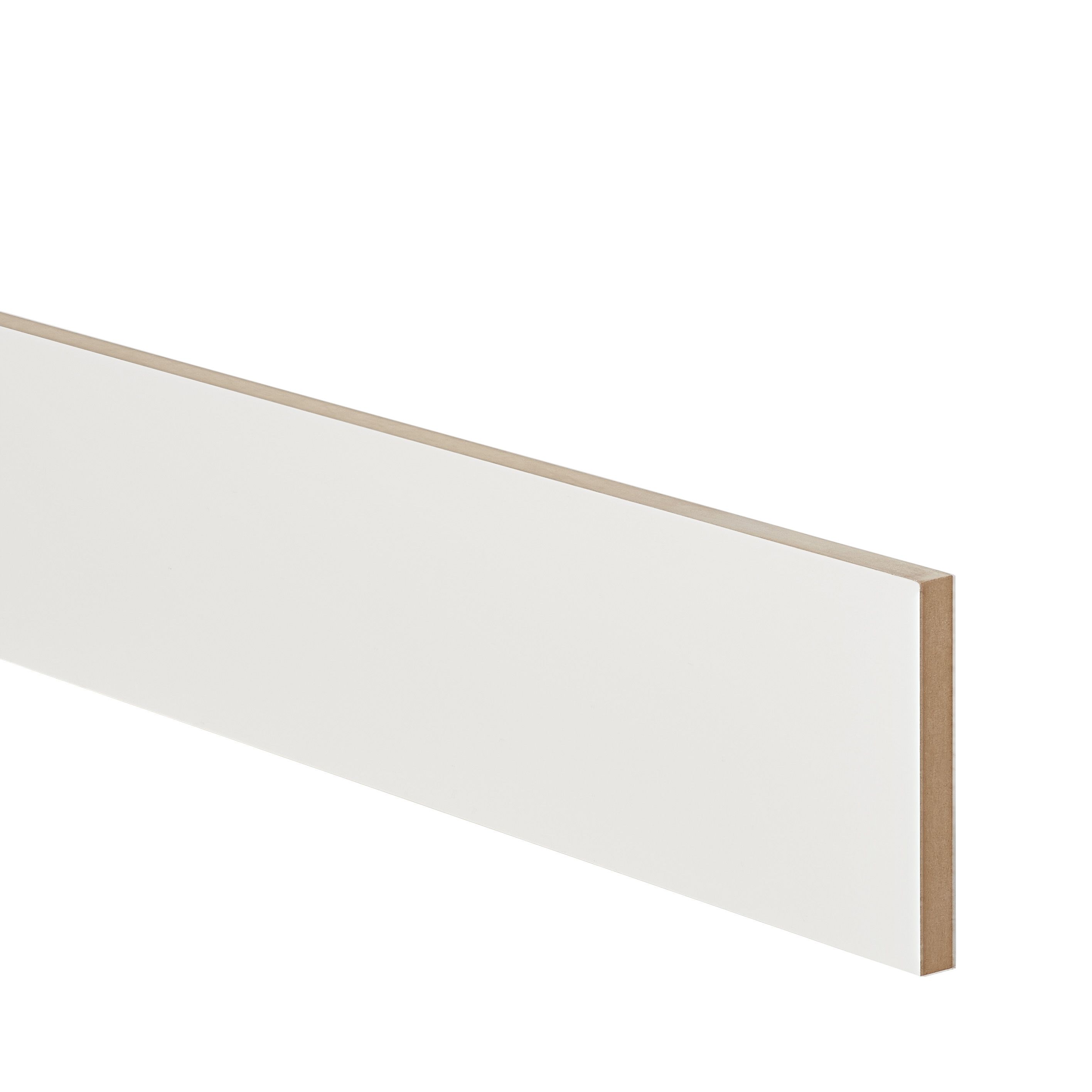 GoodHome Alpinia White Square edge Matt white tongue & groove shaker Plinth, (L)2400mm