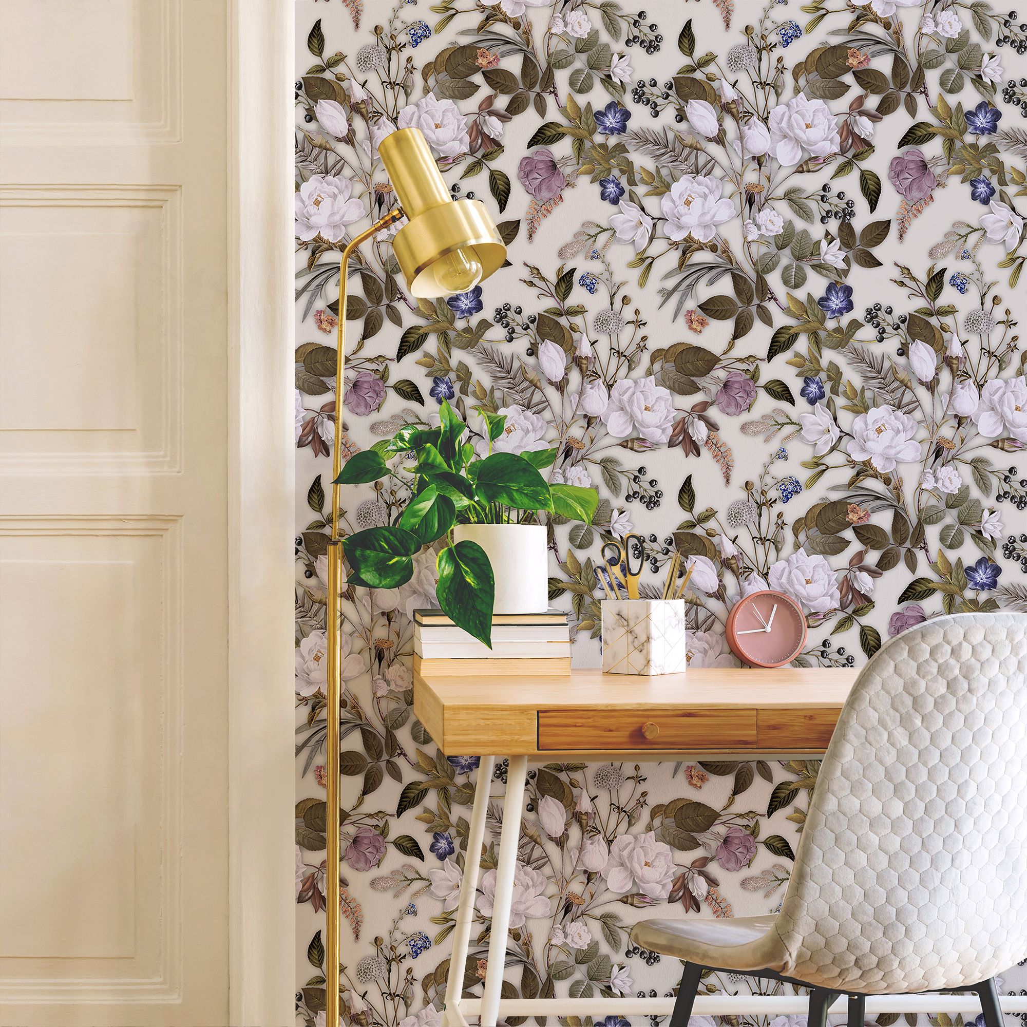 GoodHome Altamura Multicolour Floral Patterned Embossed Wallpaper