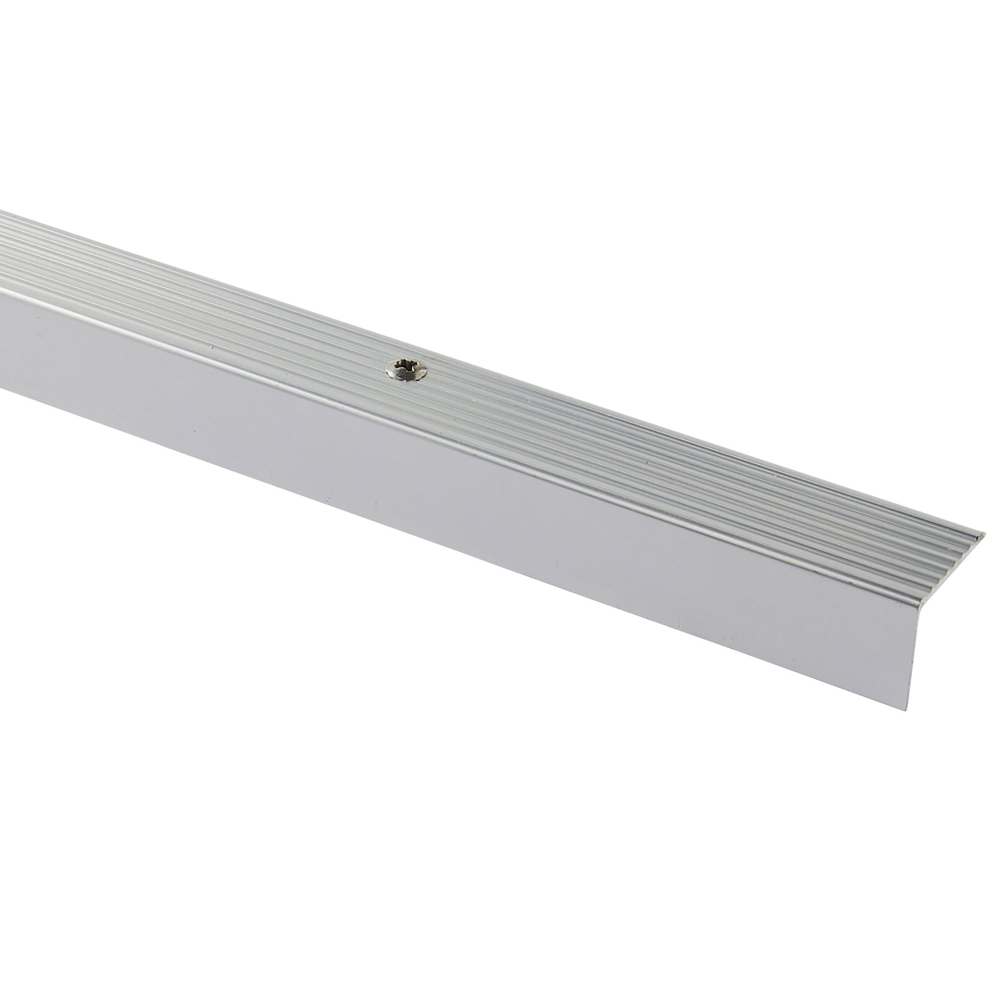 GoodHome Aluminium Anti-slip Silver effect Step protector, (L)900mm (W)25mm