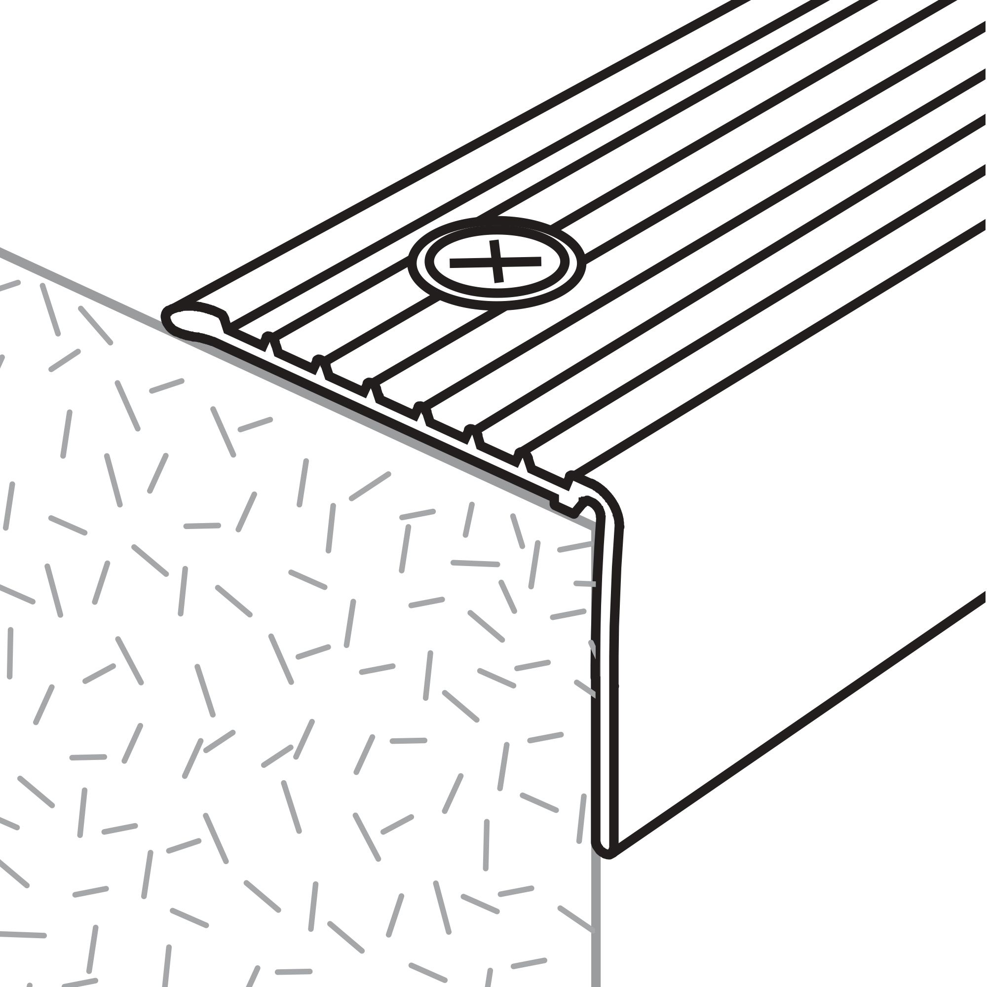 GoodHome Aluminium Anti-slip Silver effect Step protector, (L)900mm (W)25mm
