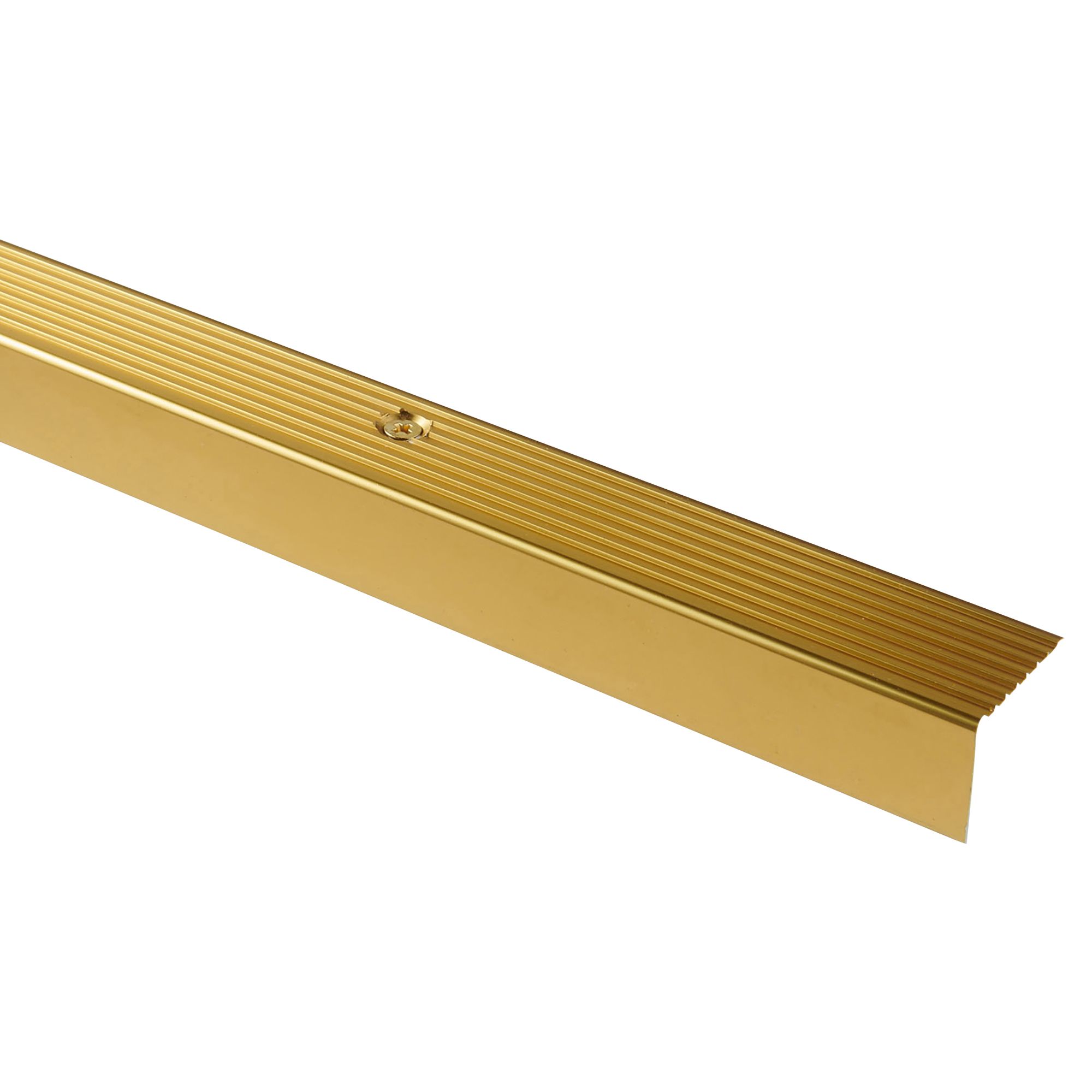 GoodHome Aluminium Brass effect Step protector, (L)1800mm (W)25mm