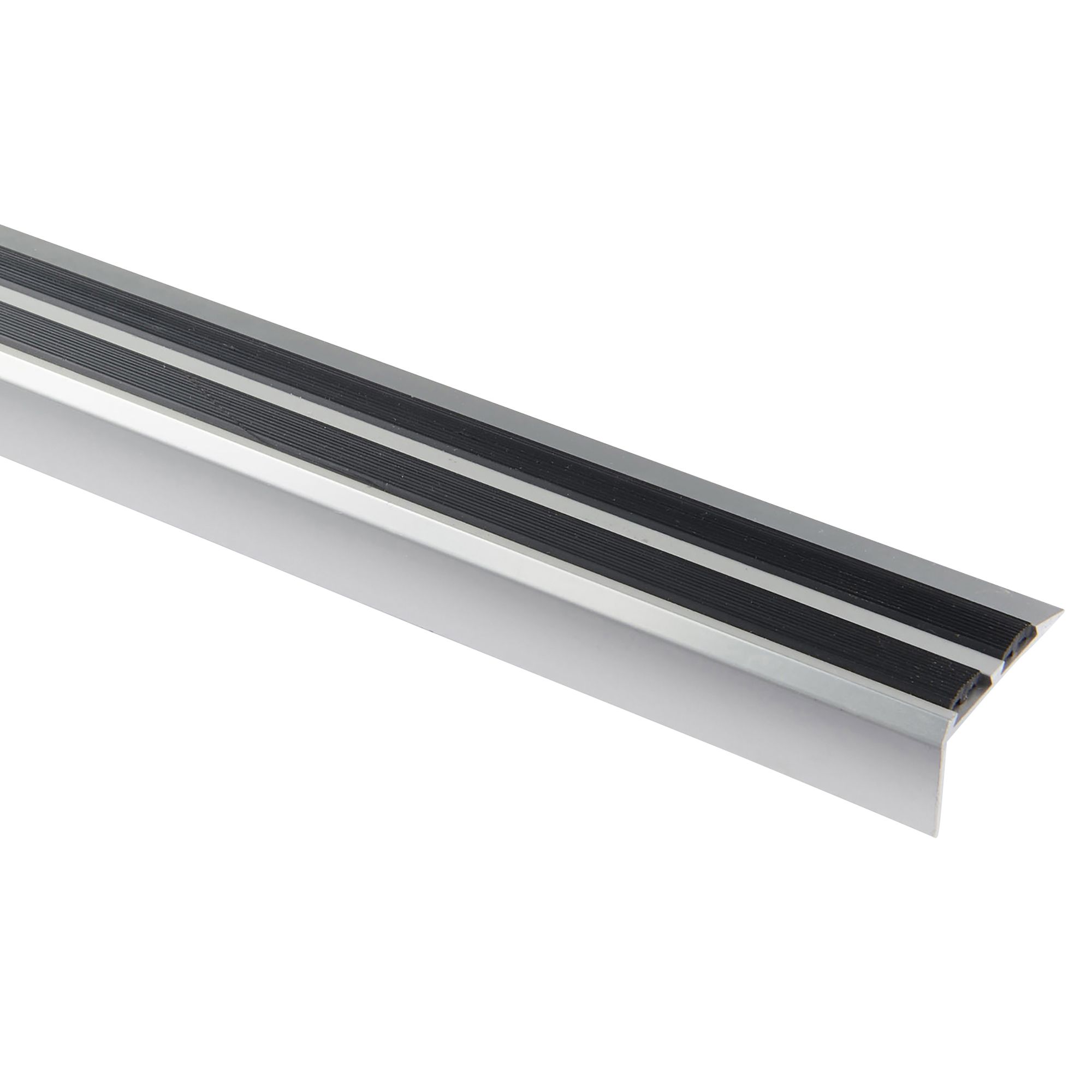 GoodHome Aluminium Extra high grip Silver effect Step protector, (L)1800mm (W)40mm