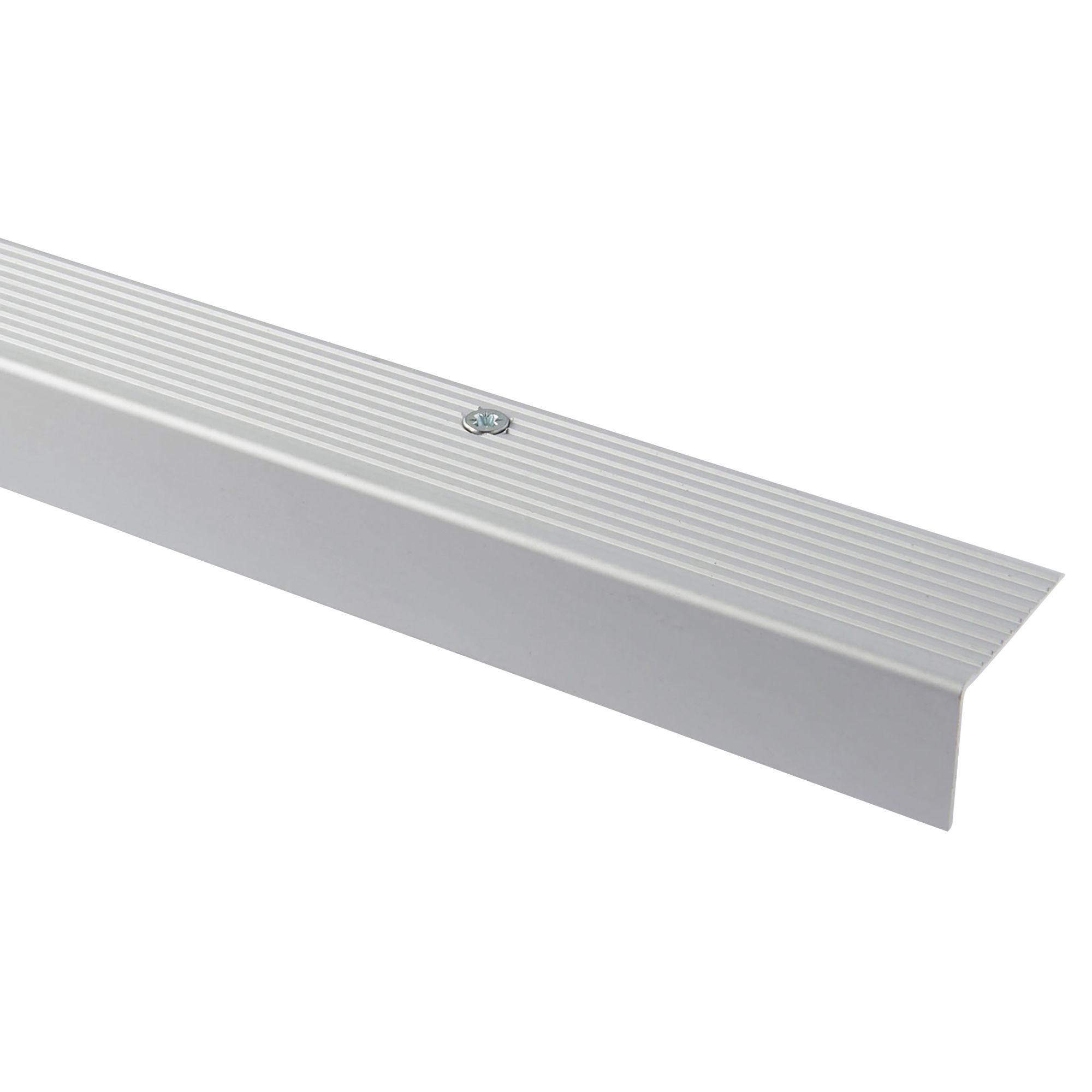 GoodHome Aluminium Silver effect Step protector, (L)1800mm (W)35mm