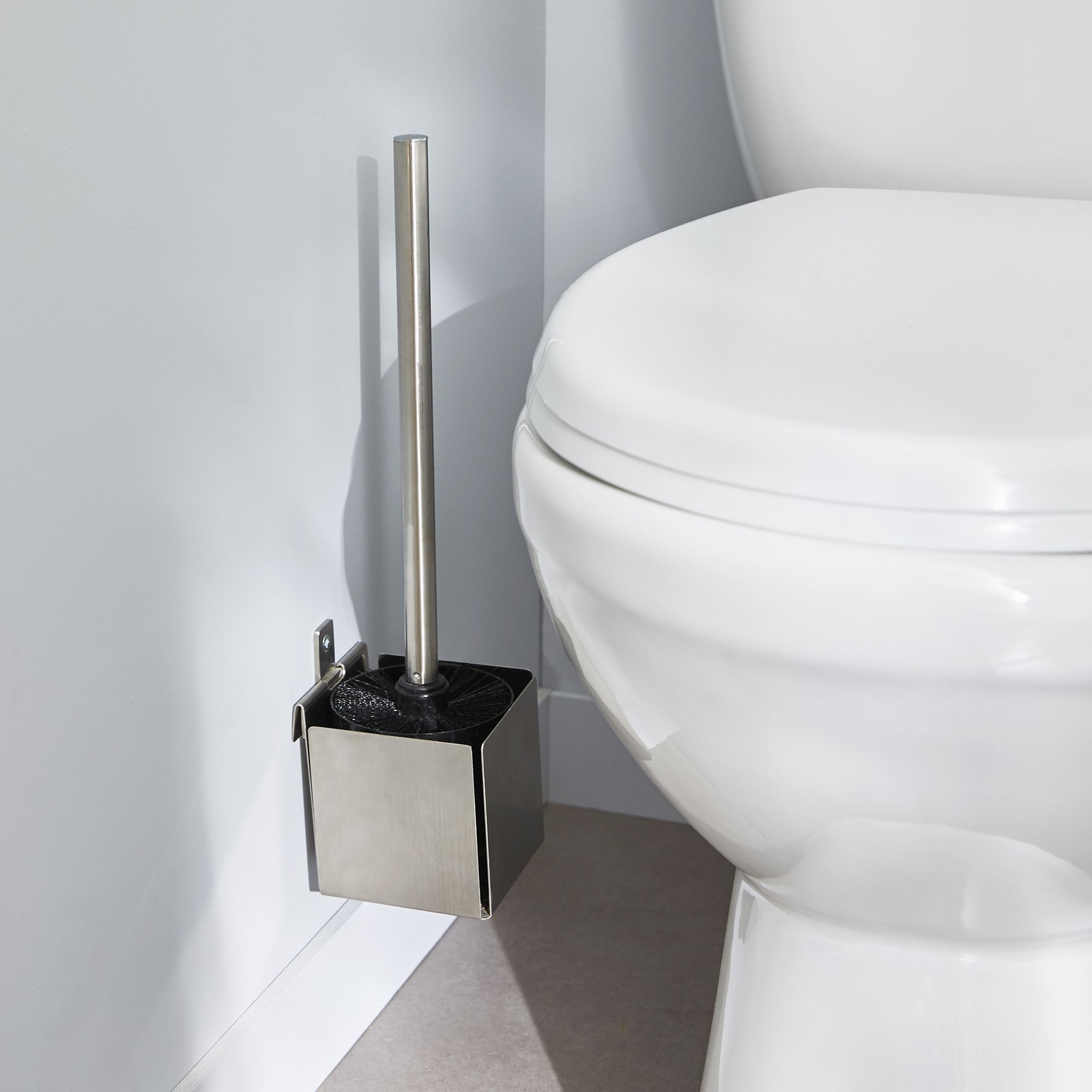 GoodHome Amantea ABS plastic, polypropylene (PP) & stainless steel Silver effect Toilet brush & holder