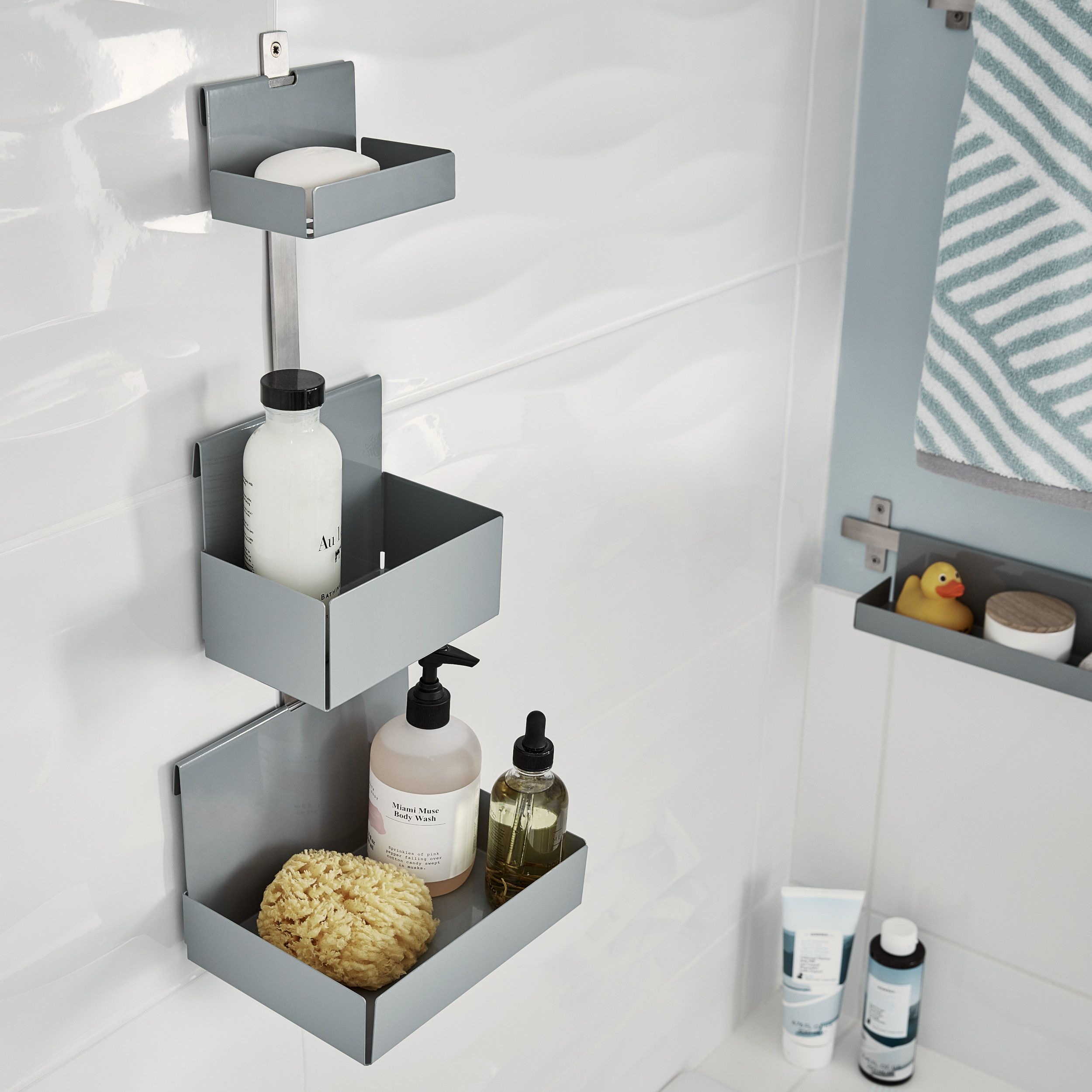 GoodHome Amantea Brushed Silver effect Stainless steel Wall-mounted Towel hook (W)7cm