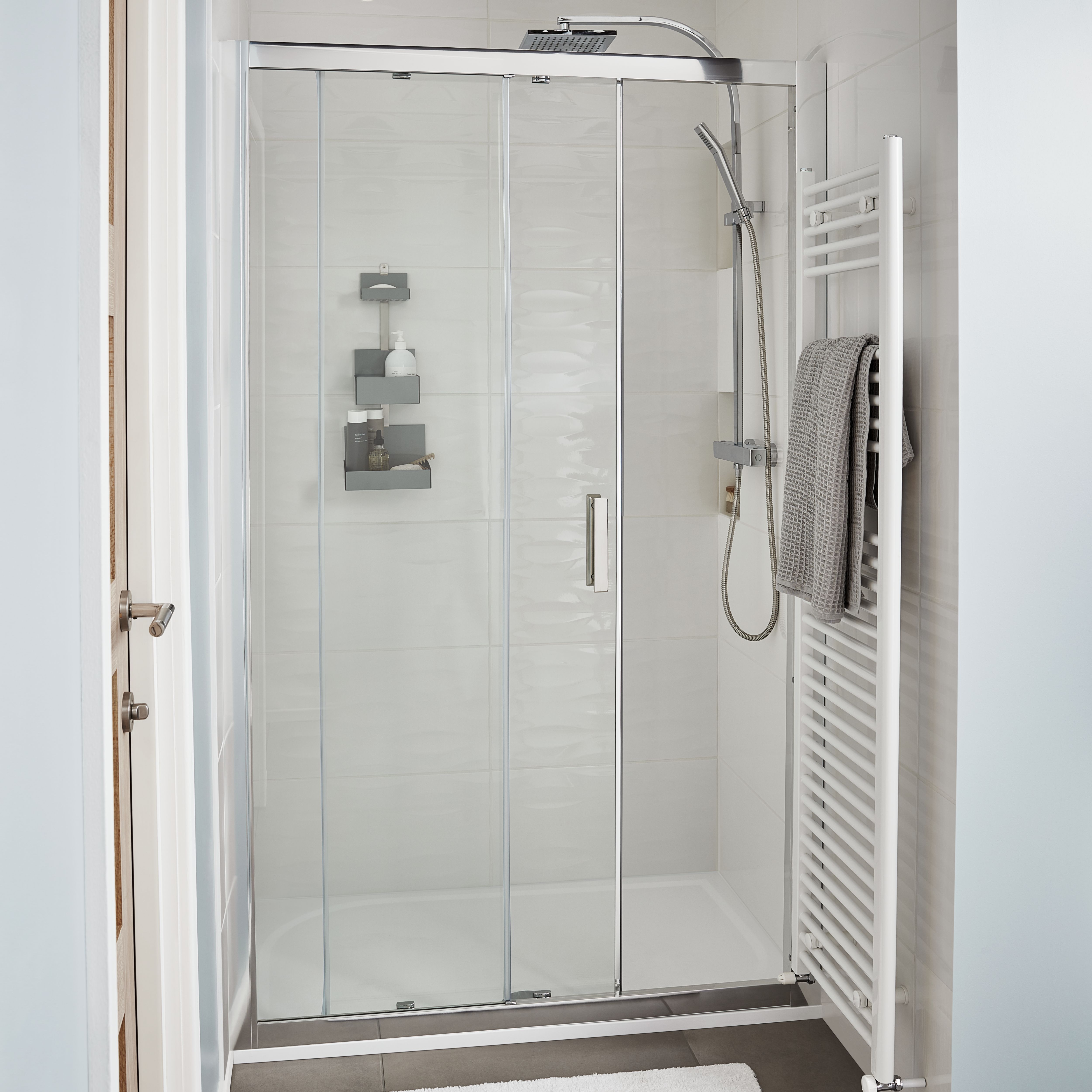 GoodHome Amantea Brushed Silver effect Stainless steel Wall-mounted Towel hook (W)7cm