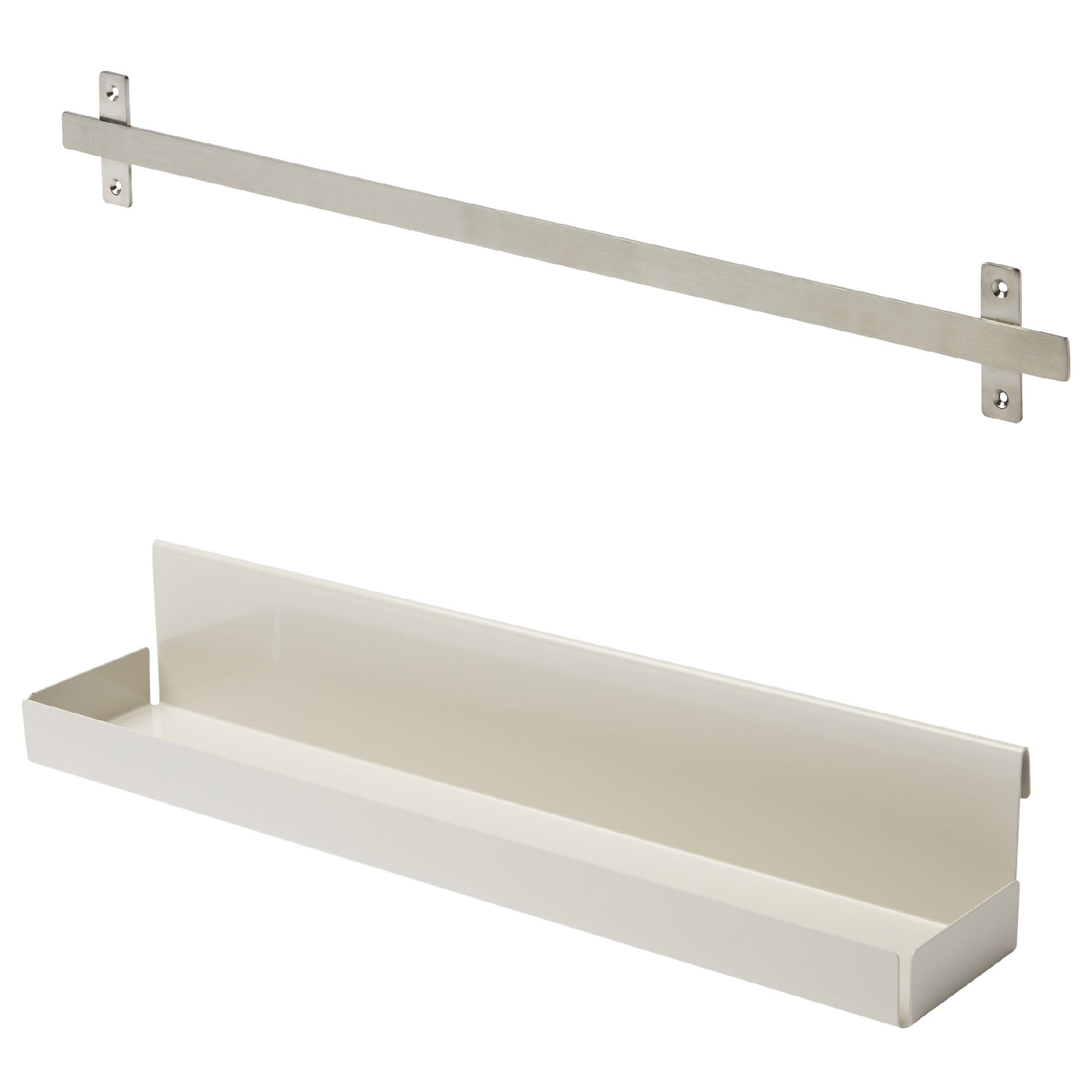 GoodHome Amantea Brushed Stainless steel Large shelf & hook | DIY at B&Q