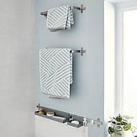 GoodHome Amantea Brushed Stainless steel Wall-mounted Towel rail (W)50cm