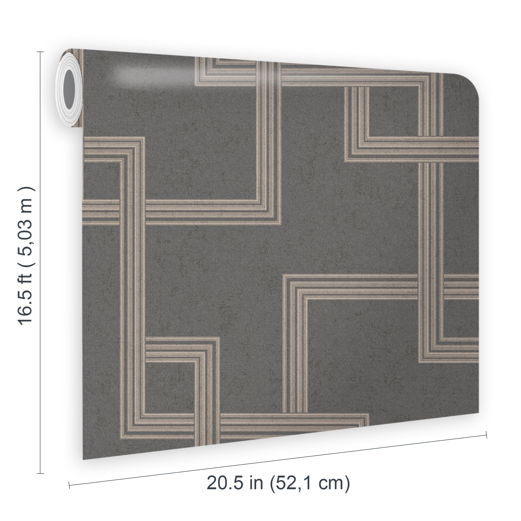 GoodHome Amfi Grey Metallic effect Geometric Textured Wallpaper Sample
