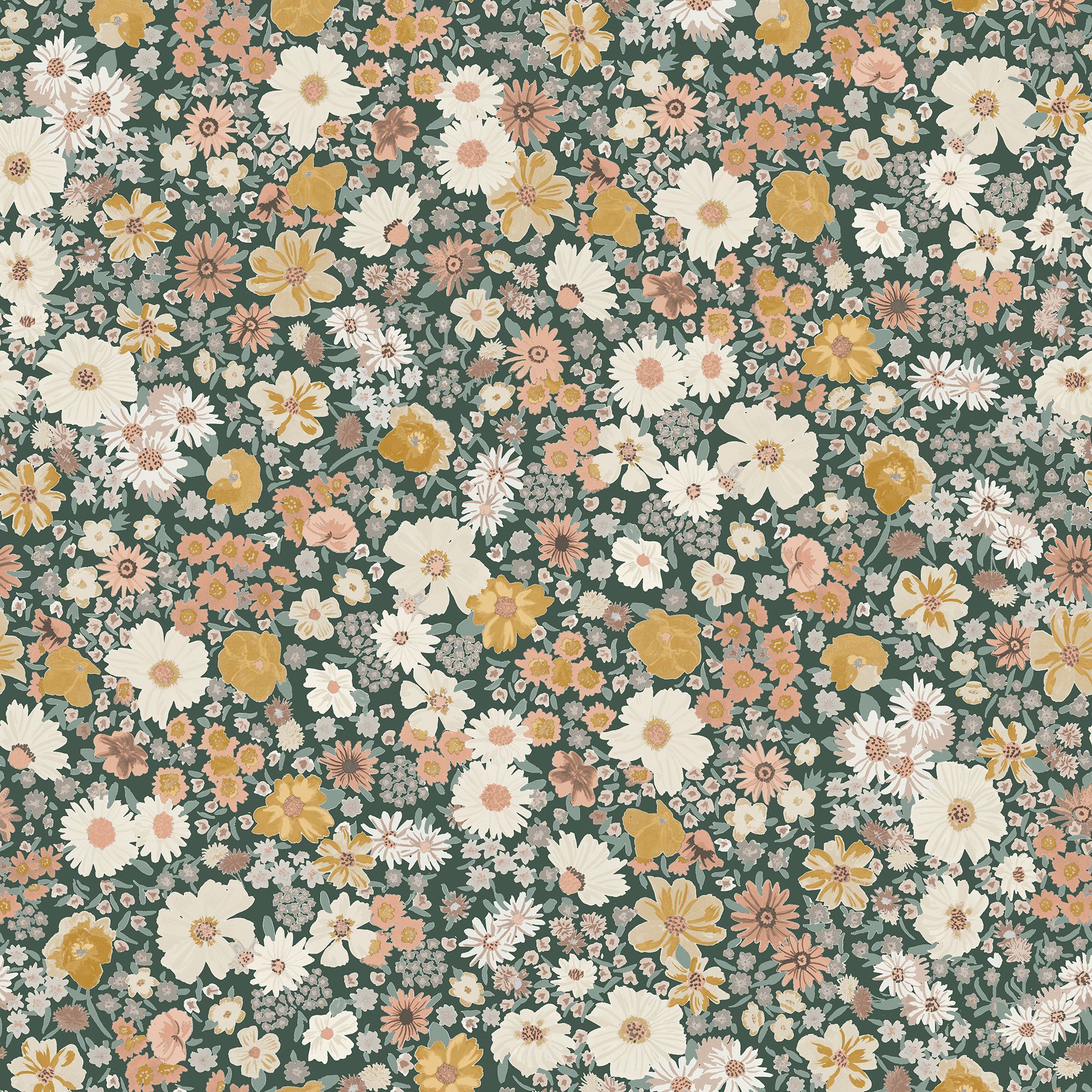 GoodHome Amity Green & Multicolour Floral Patterned Embossed Wallpaper