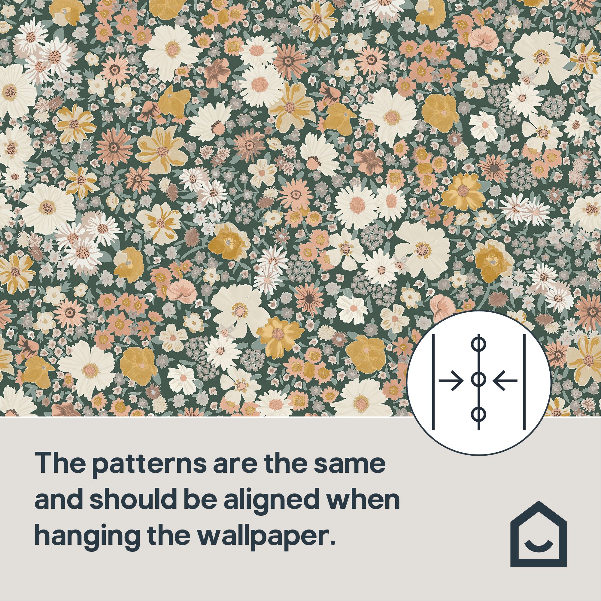 GoodHome Amity Green & Multicolour Floral Patterned Embossed Wallpaper