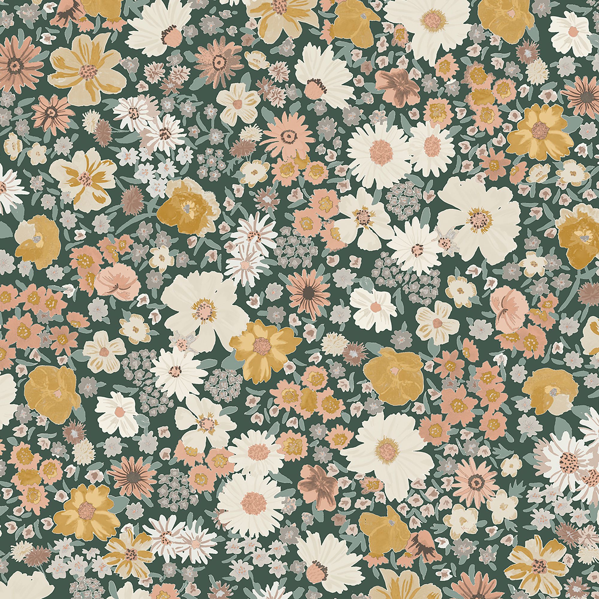 GoodHome Amity Green & Multicolour Floral Patterned Embossed Wallpaper