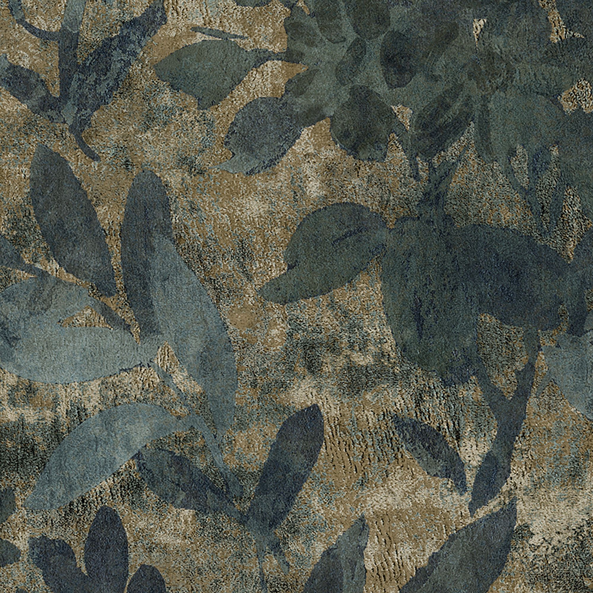 GoodHome Ammo Floral Dark Teal Mica effect Textured Wallpaper