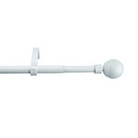 GoodHome Anafi Matt White Extendable Ball Curtain pole Set, (L)1200mm-2100mm (Dia)19mm