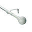 GoodHome Anafi Matt White Extendable Ball Single curtain pole set Set, (L)1200mm-2100mm (Dia)19mm