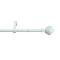 GoodHome Anafi Matt White Extendable Ball Single curtain pole set Set, (L)2000mm-3300mm (Dia)19mm