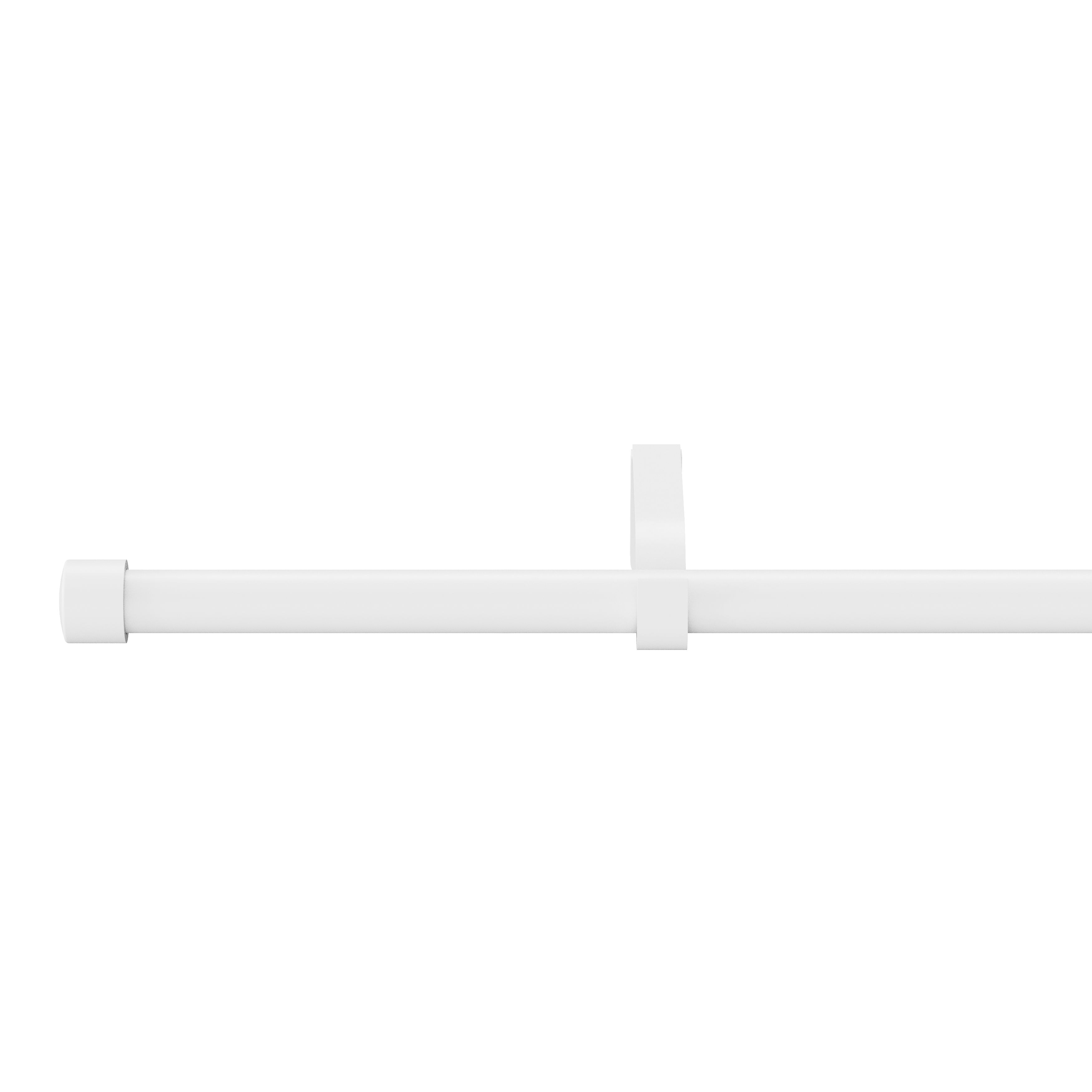 GoodHome Anafi Matt White Extendable Cap Single curtain pole set Set, (L)1200mm-2100mm (Dia)19mm