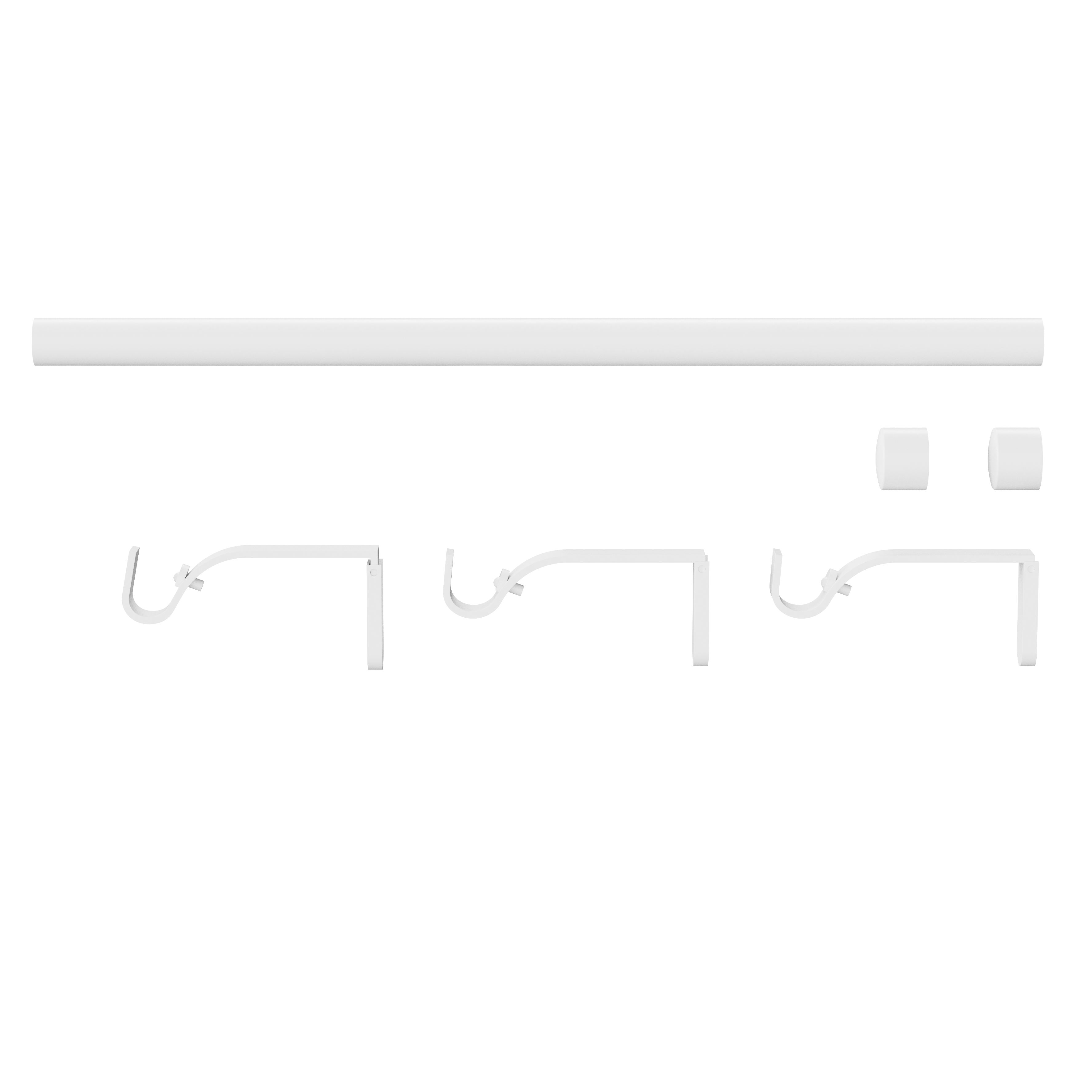 GoodHome Anafi Matt White Extendable Cap Single curtain pole set Set, (L)1200mm-2100mm (Dia)19mm