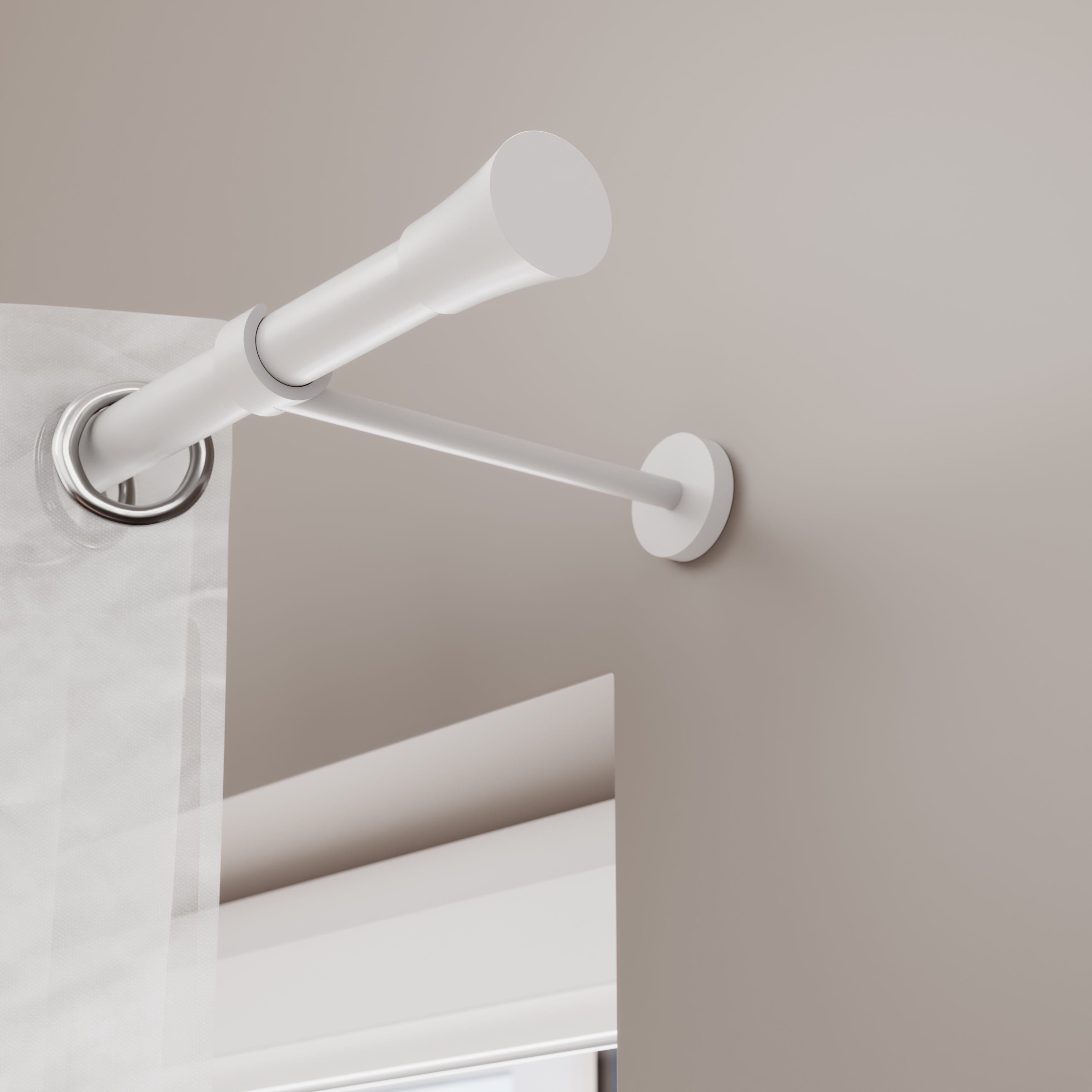 GoodHome Anafi Matt White Extendable Cone Single curtain pole set, (L ...