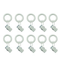 GoodHome Anafi White Curtain ring with clip, Pack of 10