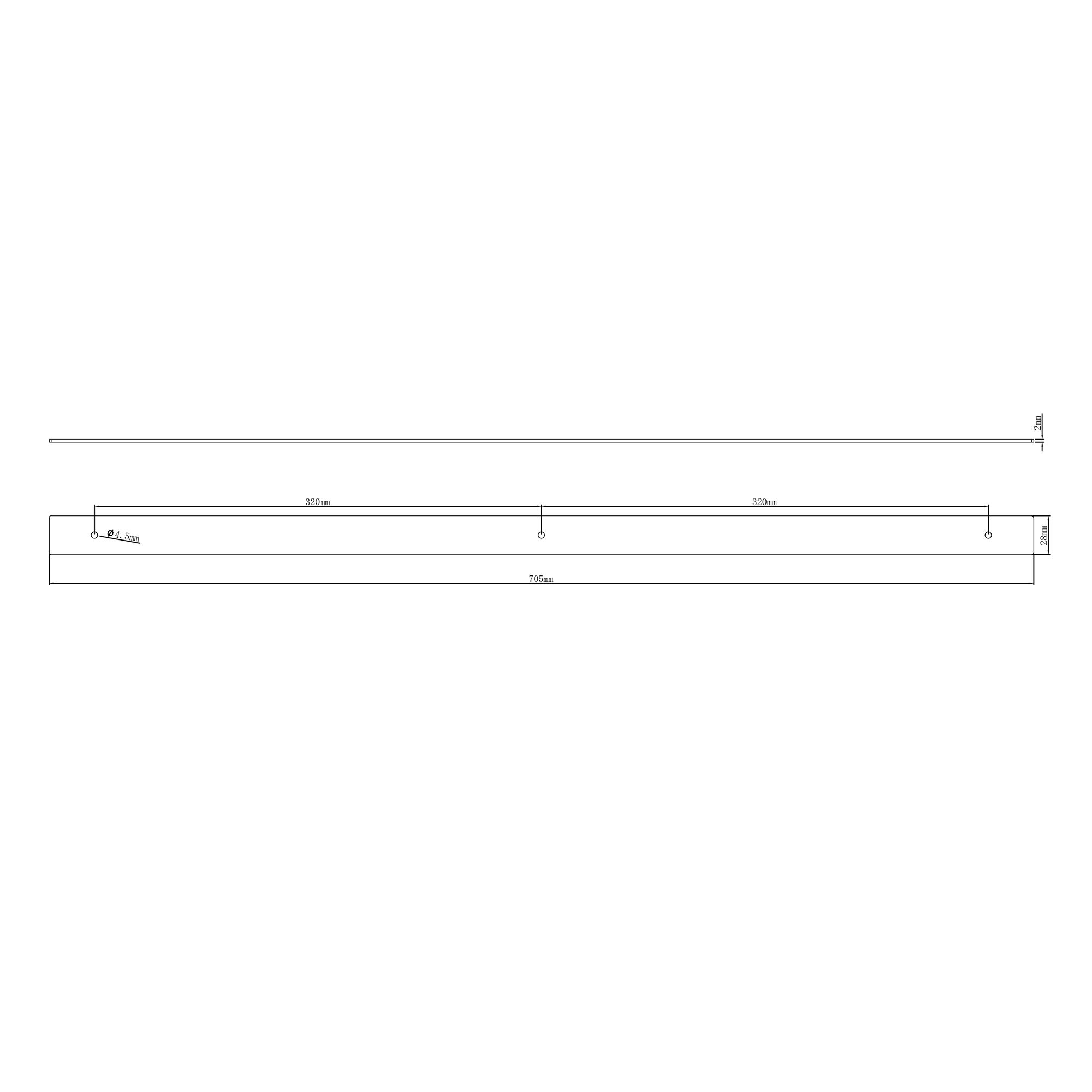 GoodHome Anardana Matt Black Kitchen cabinets Straight Pull Handle (L)70.5cm (D)2mm