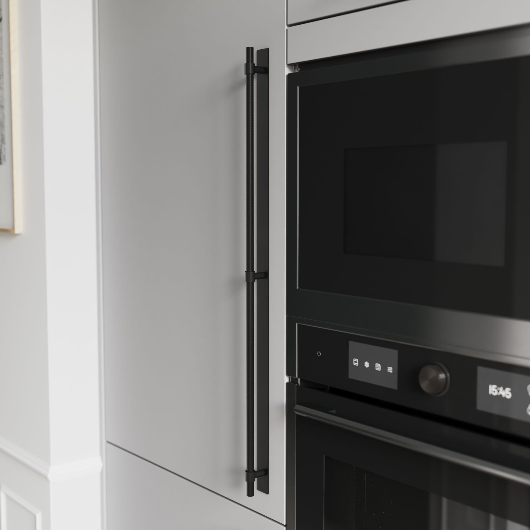 GoodHome Anardana Matt Black Kitchen cabinets Straight Pull Handle (L)70.5cm (D)2mm