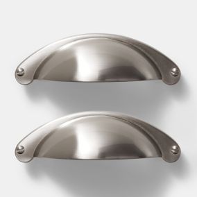 GoodHome Ancho Nickel effect Silver Kitchen cabinets Handle (L)103mm