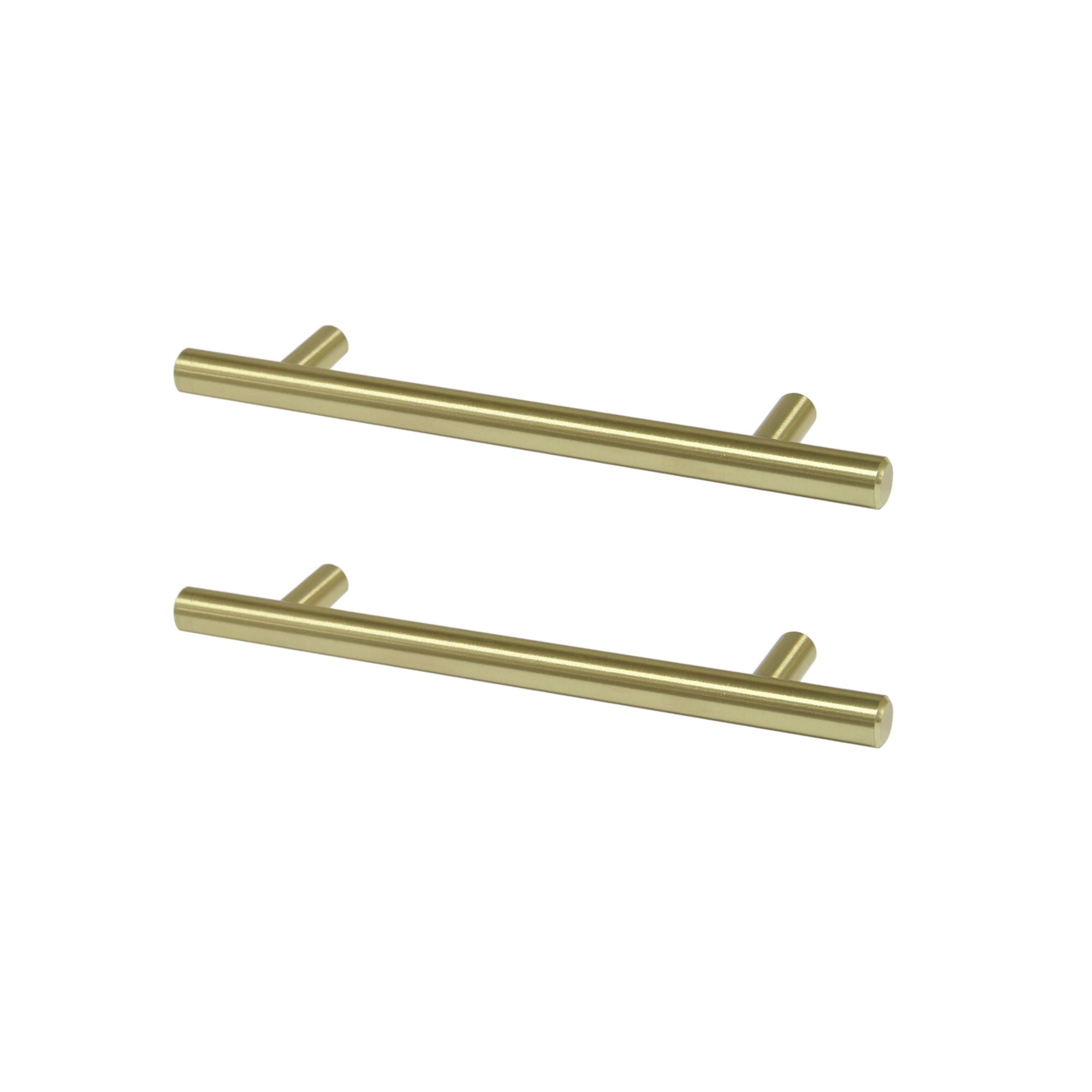 GoodHome Annatto Brass effect Kitchen cabinets Bar Pull handle, (L)188mm x (D)32mm, Pack of 2
