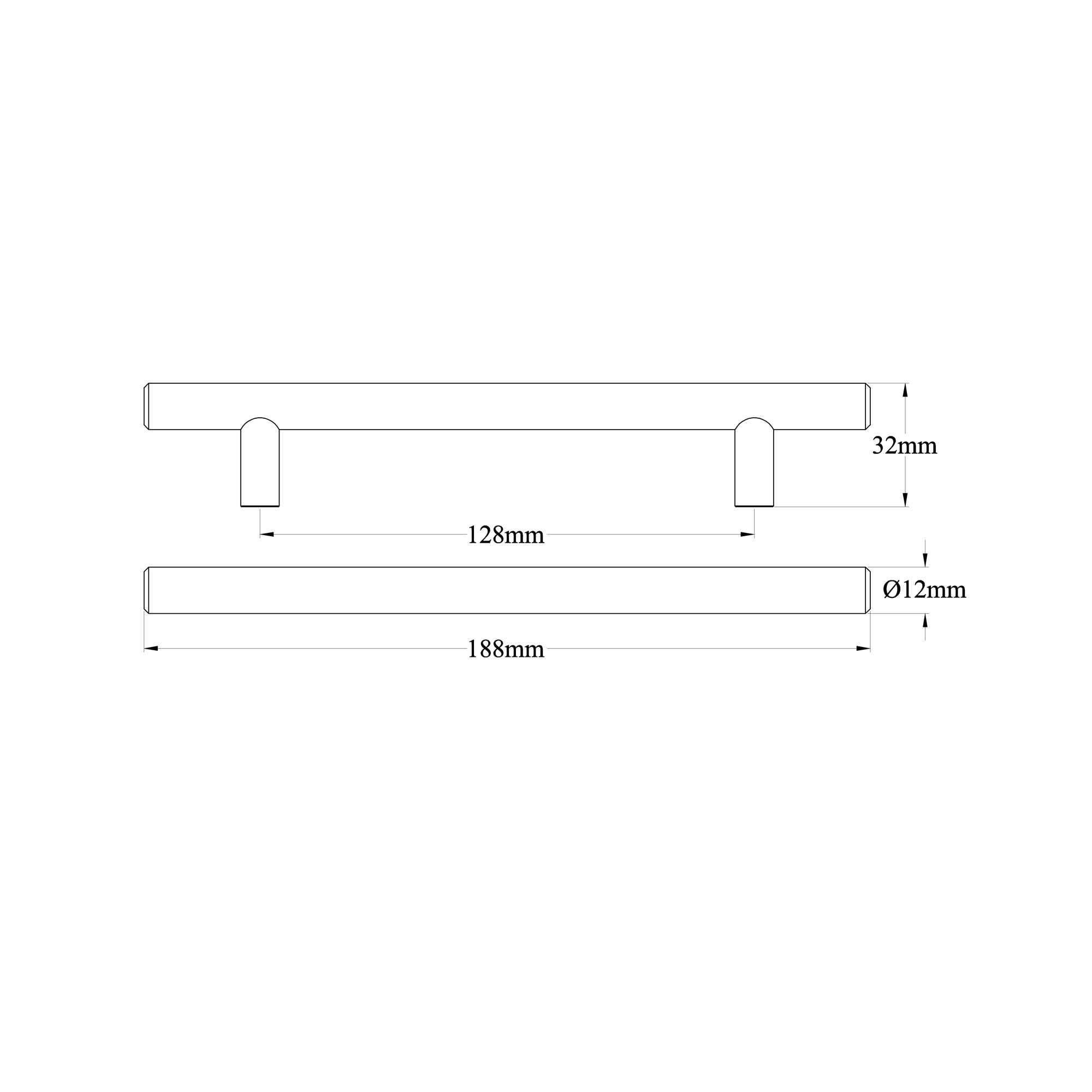 GoodHome Annatto Brass effect Kitchen cabinets Bar Pull handle, (L)188mm x (D)32mm, Pack of 2