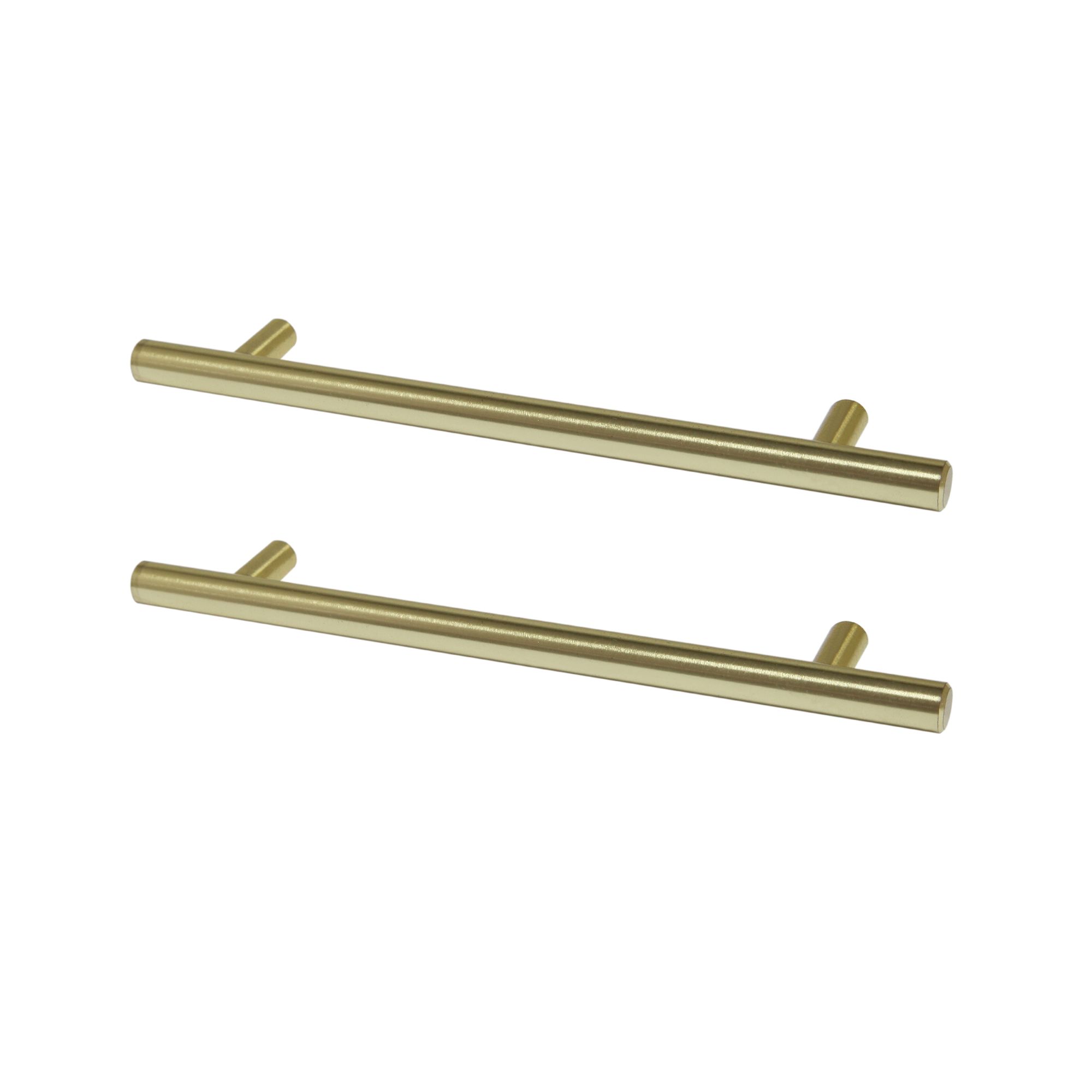 GoodHome Annatto Brass effect Kitchen cabinets Bar Pull Handle, (L)220mm x (D)32mm, Pack of 2
