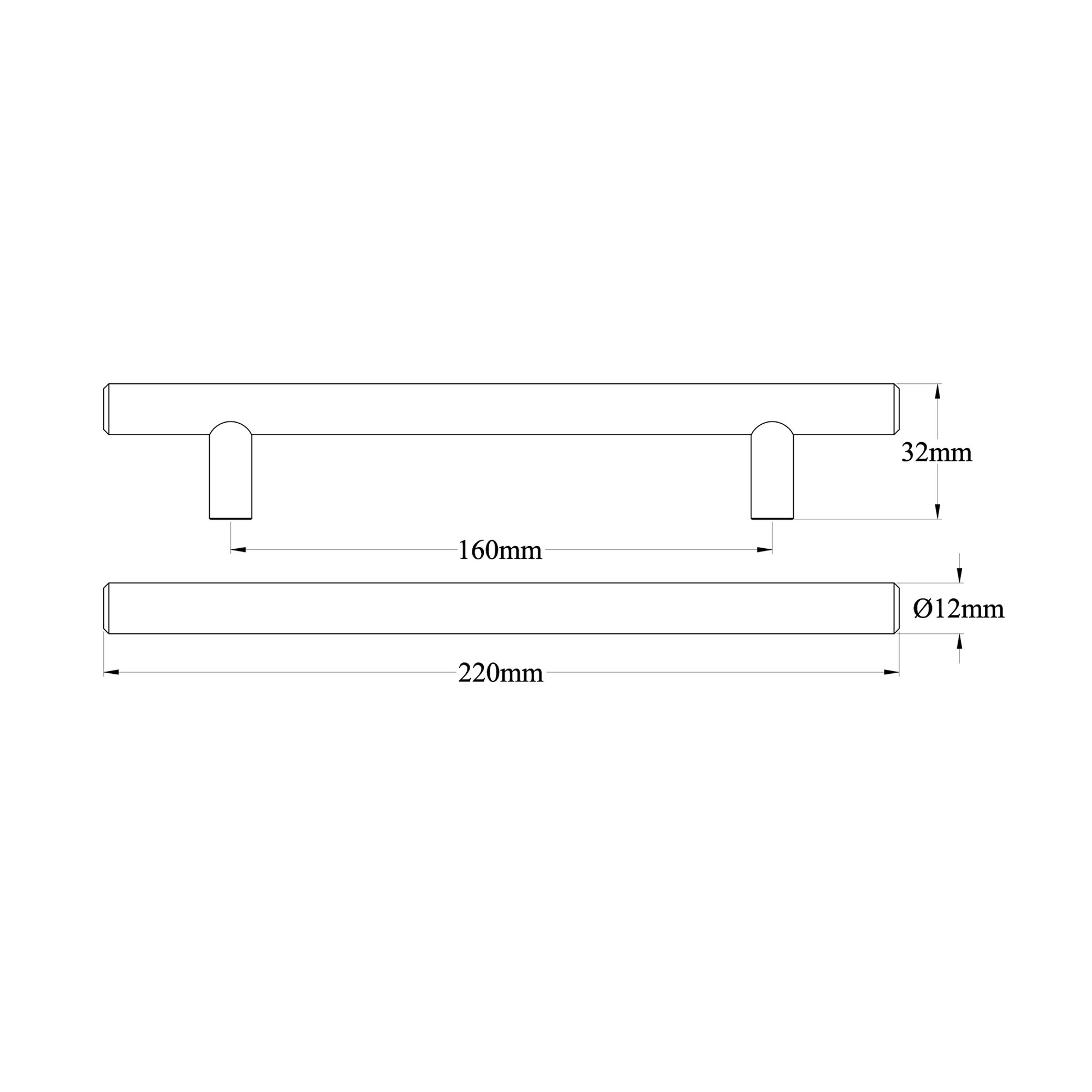 GoodHome Annatto Brass effect Kitchen cabinets Bar Pull Handle, (L)220mm x (D)32mm, Pack of 2