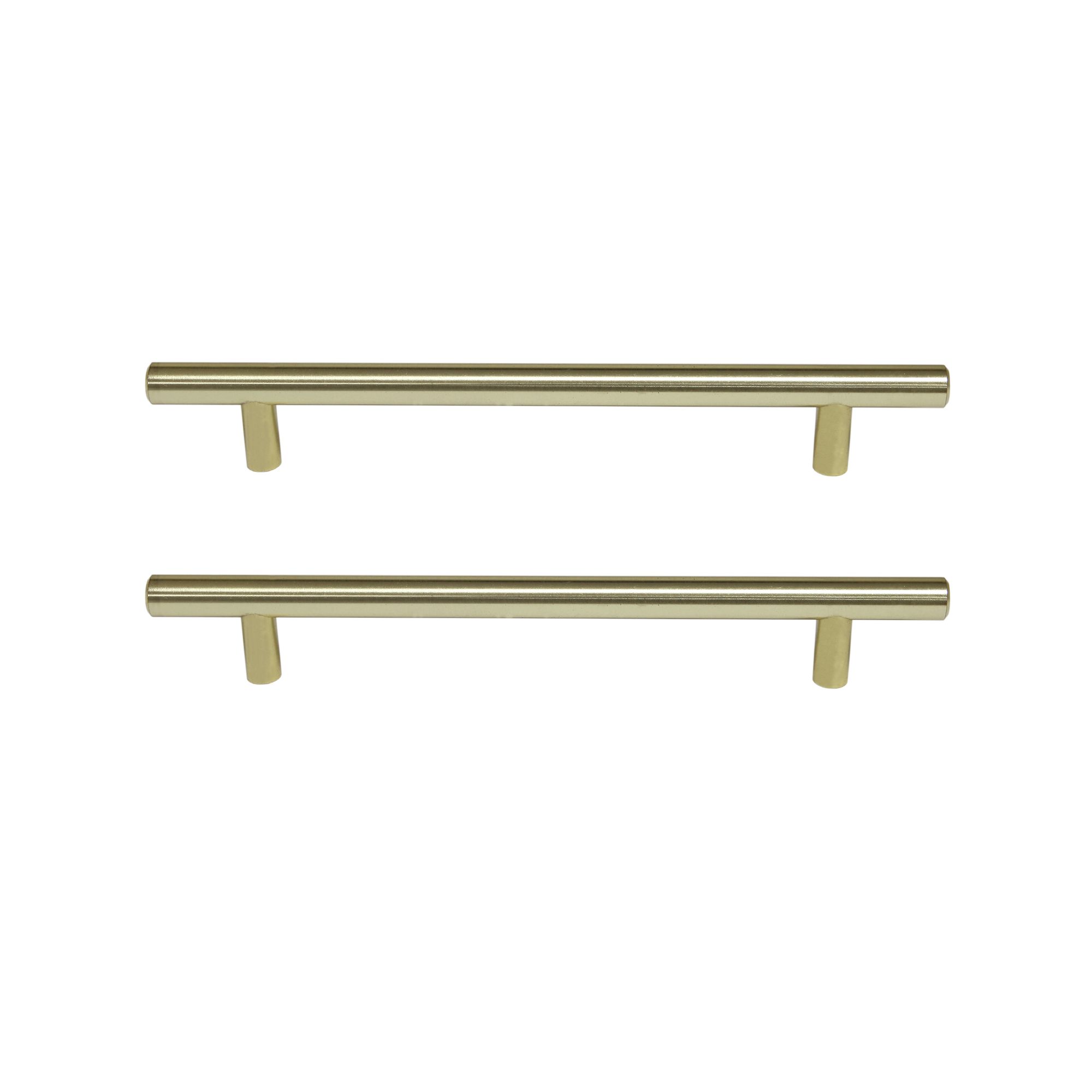 GoodHome Annatto Brass effect Kitchen cabinets Bar Pull Handle, (L)220mm x (D)32mm, Pack of 2