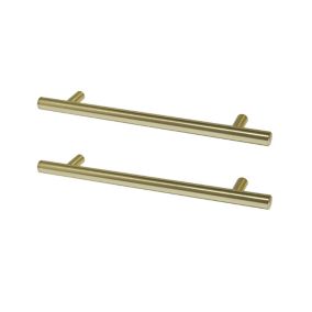 GoodHome Annatto Brass effect Kitchen cabinets Bar Pull Handle (L)22cm (D)32mm, Pack of 2