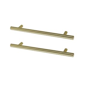 GoodHome Annatto Brass effect Kitchen cabinets Bar Pull Handle (L)22cm, Pack of 2