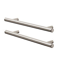 GoodHome Annatto Brushed Nickel effect Steel Bar Cabinet Handle (L)220mm, Pack of 2