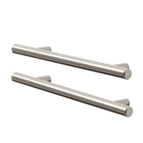GoodHome Annatto Brushed Silver Nickel effect Bar Kitchen cabinets Handle (L)188mm (H)12mm, Pack of 2