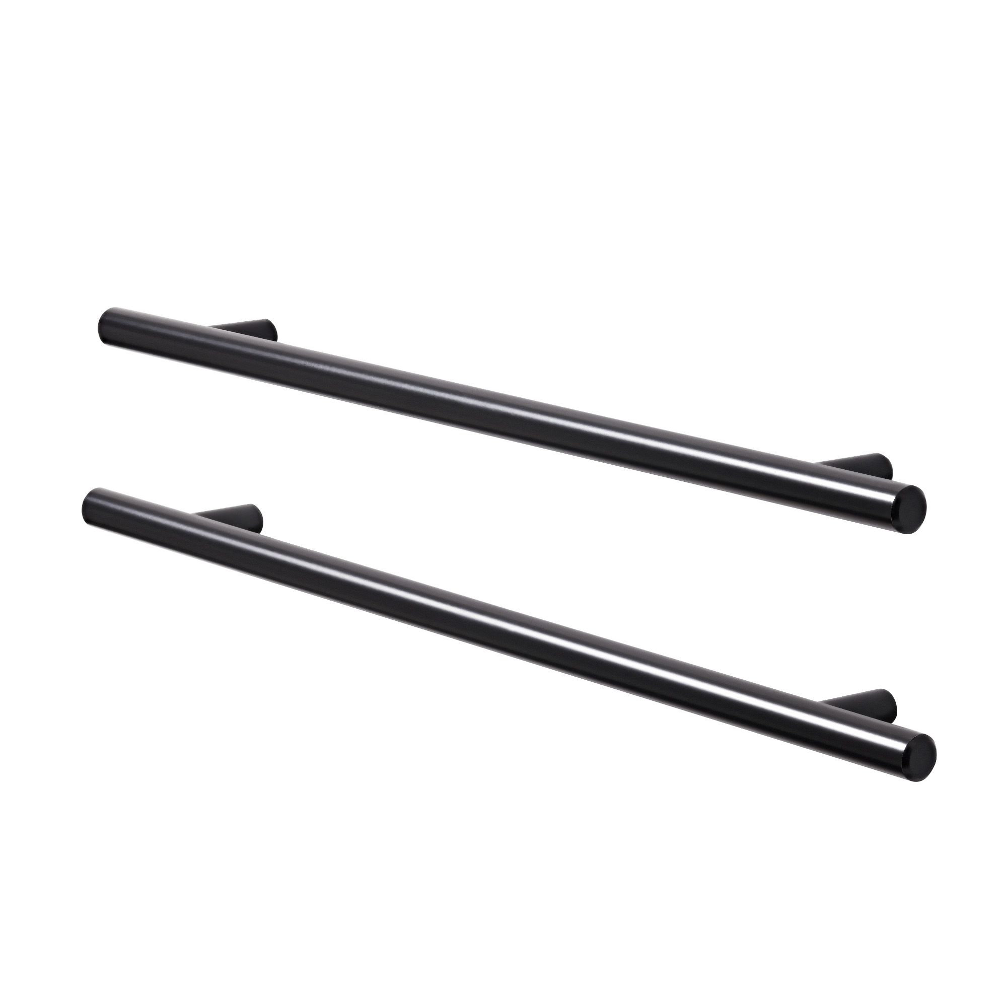 GoodHome Annatto Matt Black Kitchen Cabinet Bar Pull Handle, (L)336mm x (D)32mm, Pack of 2