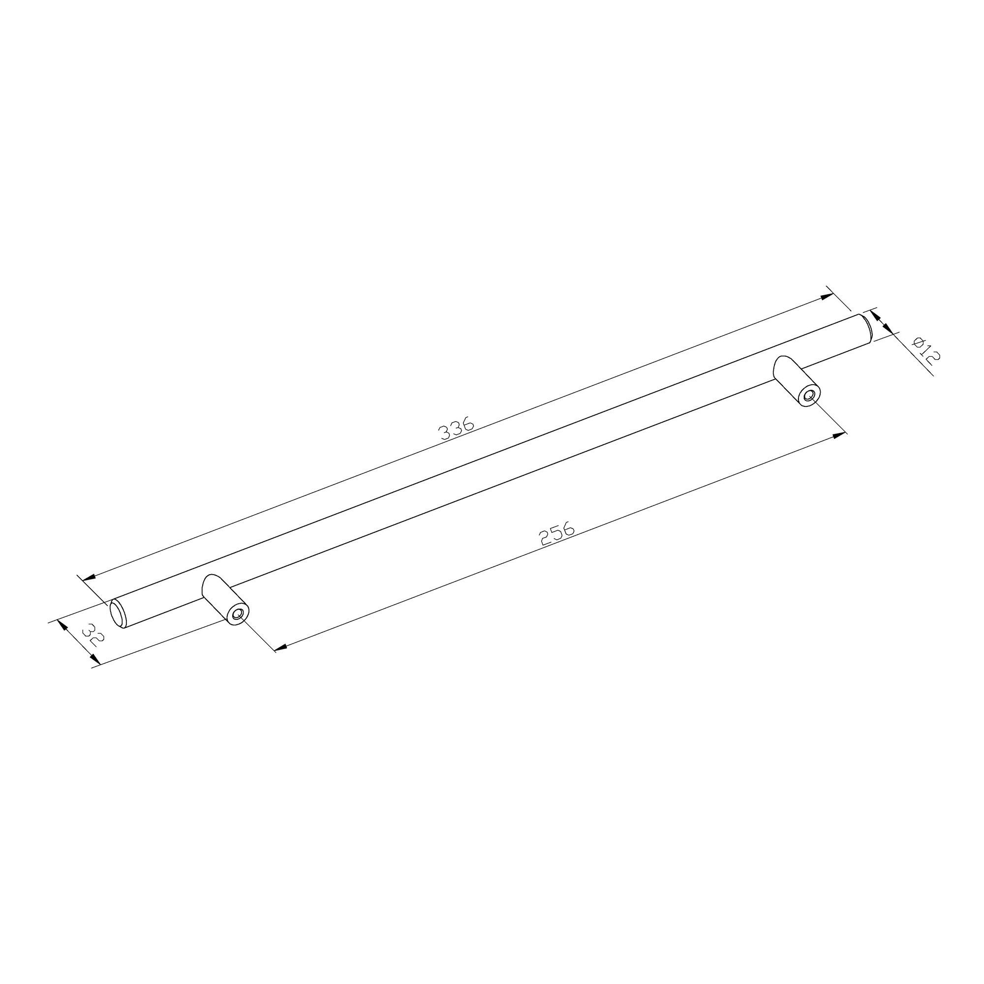GoodHome Annatto Matt Black Kitchen Cabinet Bar Pull Handle, (L)336mm x (D)32mm, Pack of 2