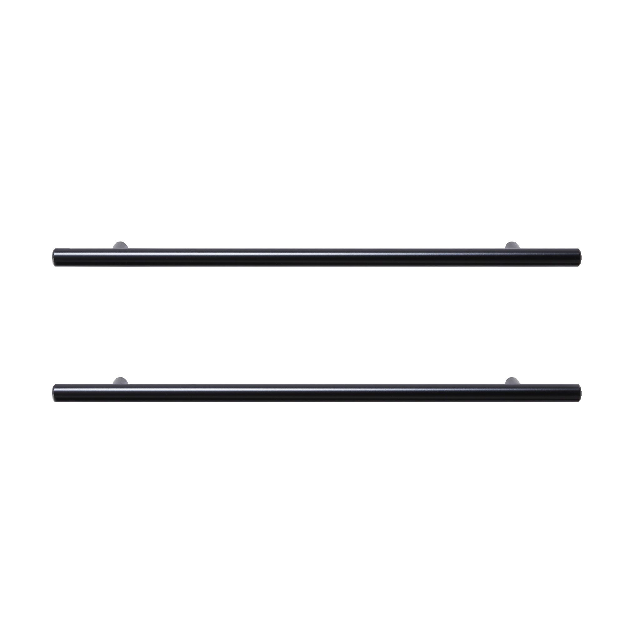 GoodHome Annatto Matt Black Kitchen Cabinet Bar Pull Handle, (L)336mm x (D)32mm, Pack of 2