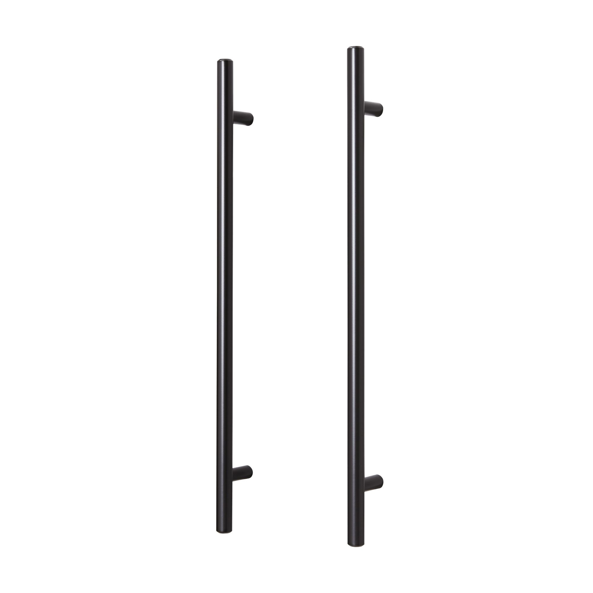 GoodHome Annatto Matt Black Kitchen Cabinet Bar Pull Handle, (L)336mm x (D)32mm, Pack of 2