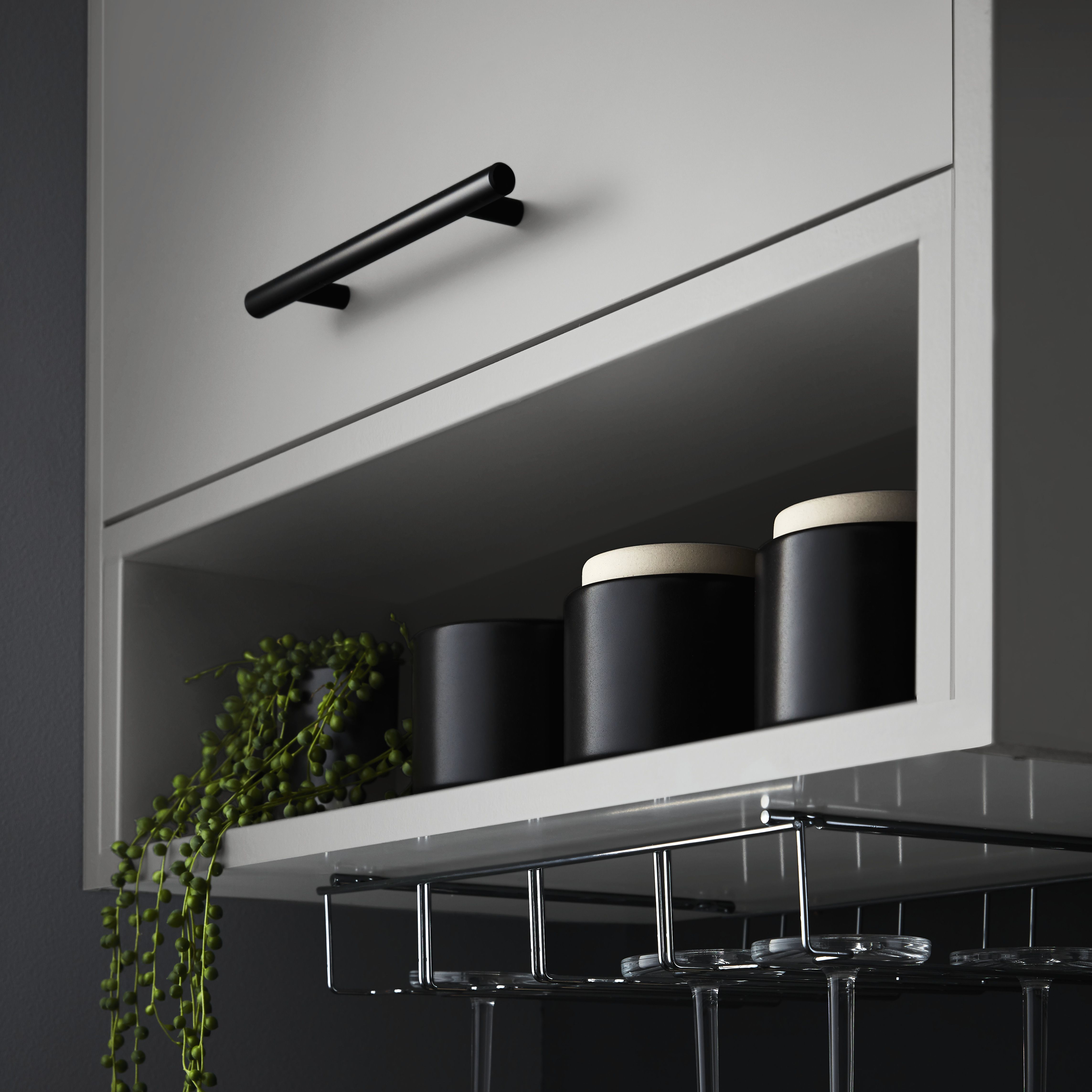 GoodHome Annatto Matt Black Kitchen cabinets Bar Handle (L)18.8cm (D)32mm, Pack of 2
