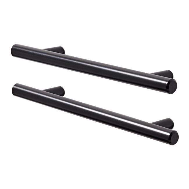 GoodHome Annatto Matt Black Kitchen cabinets Bar Pull Handle, (L)188mm x (D)32mm, Pack of 2