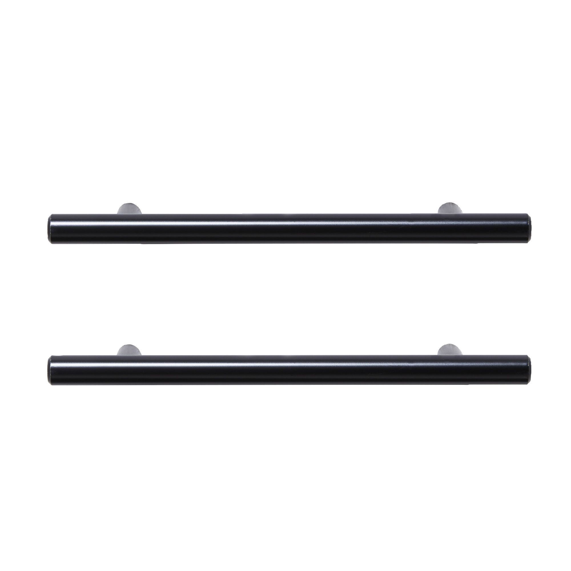 GoodHome Annatto Matt Black Kitchen cabinets Bar Pull Handle, (L)188mm x (D)32mm, Pack of 2